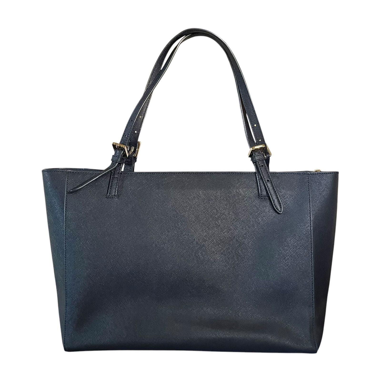 Tory Burch York Navy Blue Saffiano Leather Buckle Tote Bag - Main Image