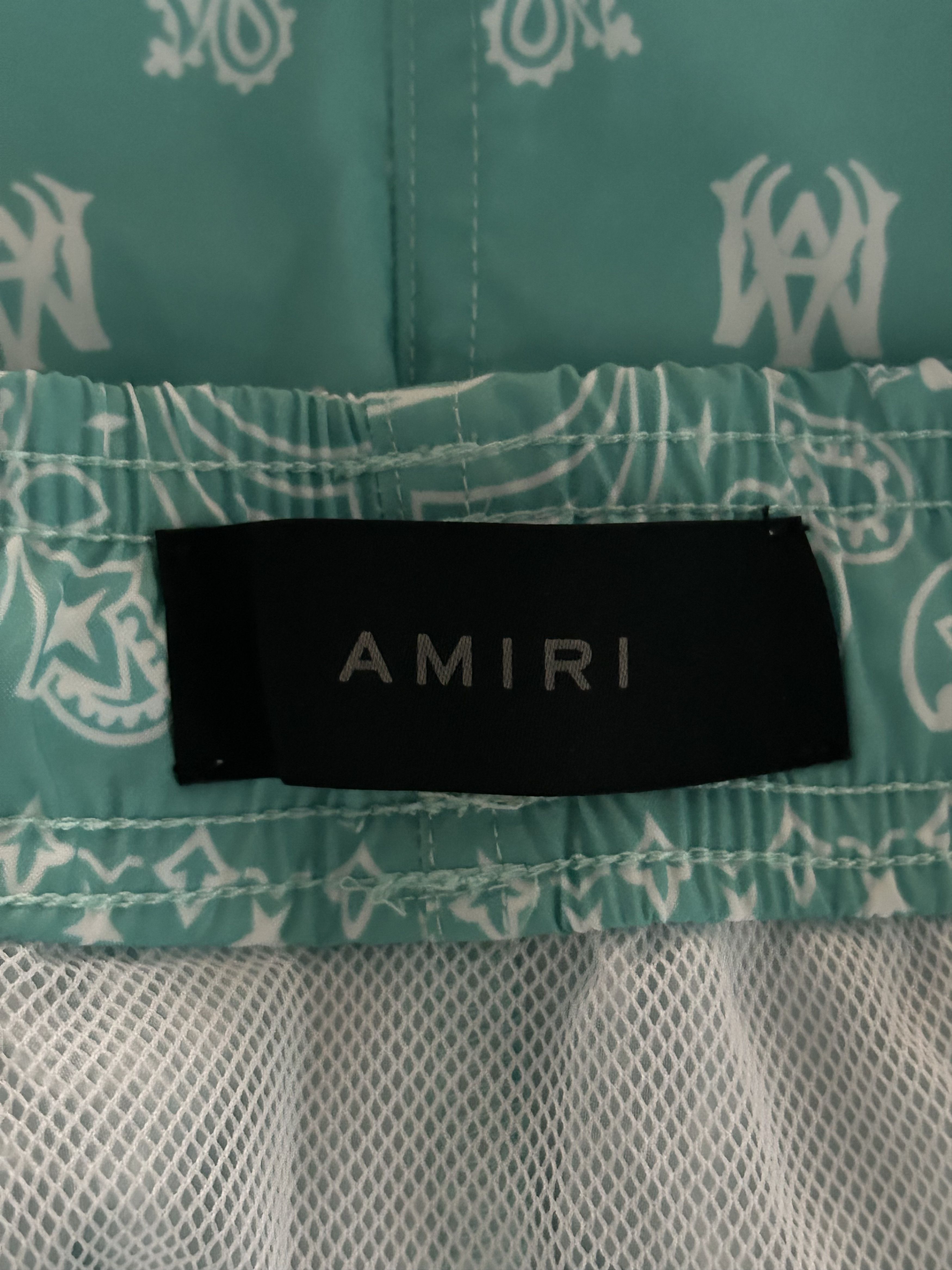 Amiri Amiri Blue & White MA Logo Paisley Swimshorts Size US 40 / EU 56 - 3 Thumbnail