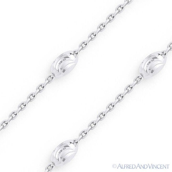 Other 3mm Oval Moon-Cut Bead & Anchor Link Chain Bracelet Size ONE SIZE - 2 Thumbnail