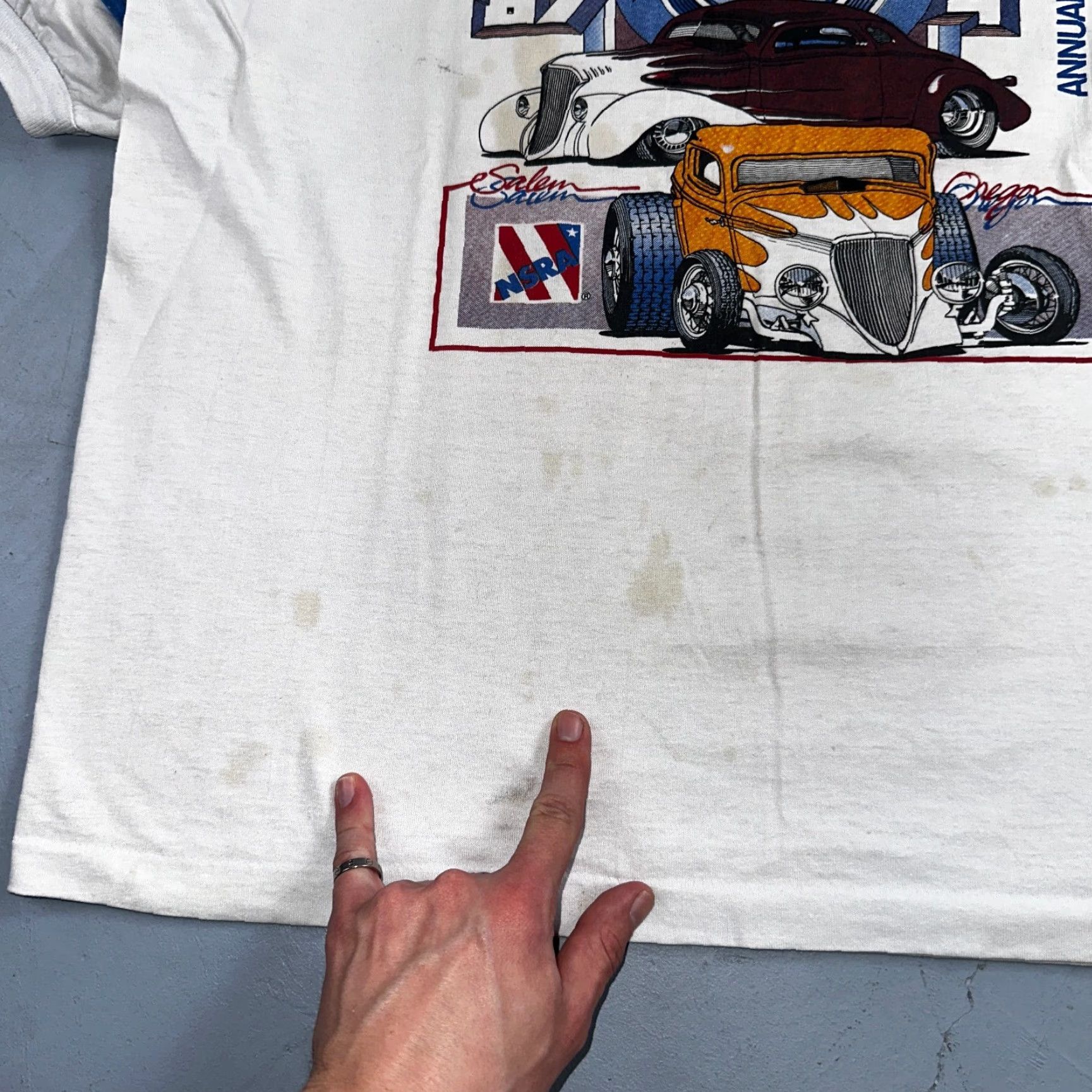 Vintage VINTAGE 1987 Nats Northwest Salem Oregon Racing Hot Rod T-Shirt Men's Large White 80s Graphic Prime Size US L / EU 52-54 / 3 - 3 Thumbnail