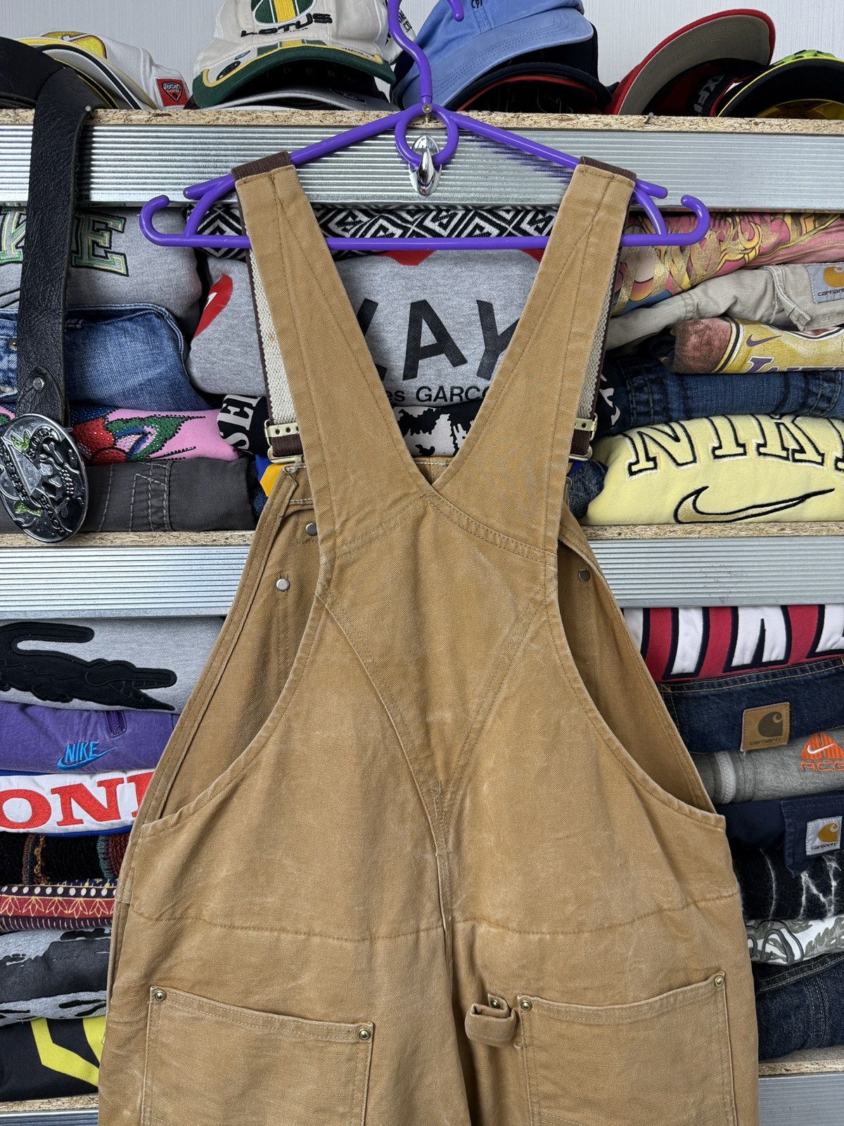 Carhartt Vintage 90s Carhartt Overalls Tan Cotton Canvas Baggy Wide Size US 34 / EU 50 - 12 Thumbnail