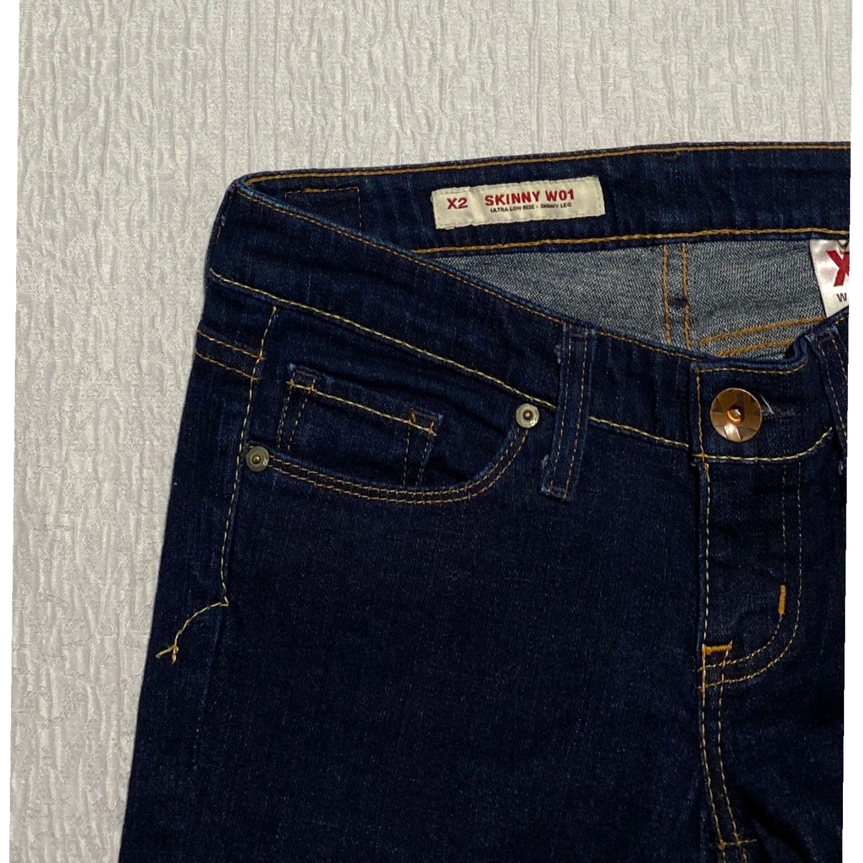 Denime X2 Jeans Skinny Women's Size 0 Blue 30x33 Denim Low Rise Pocket Embroidered 5-Pocket Quality Size 25" / US 0 / IT 36 - 4 Thumbnail