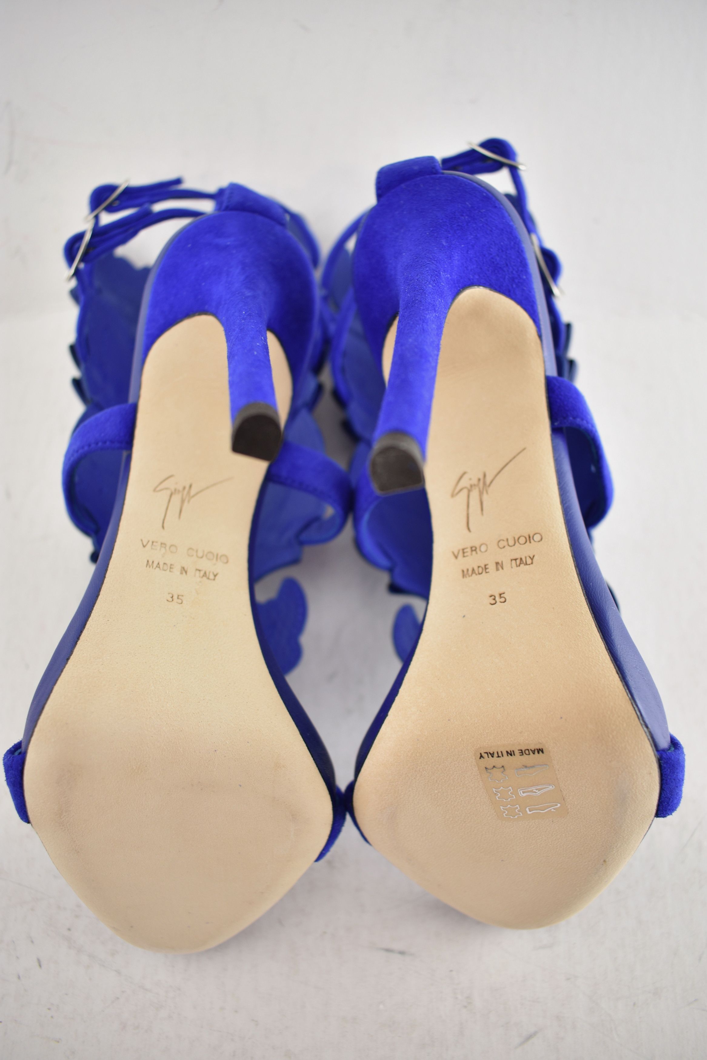 Giuseppe Zanotti Cruel Summer 110 Blue Setter Wing Strap Sandal Heel Pump 35 Size US 5 / IT 35 - 14 Thumbnail