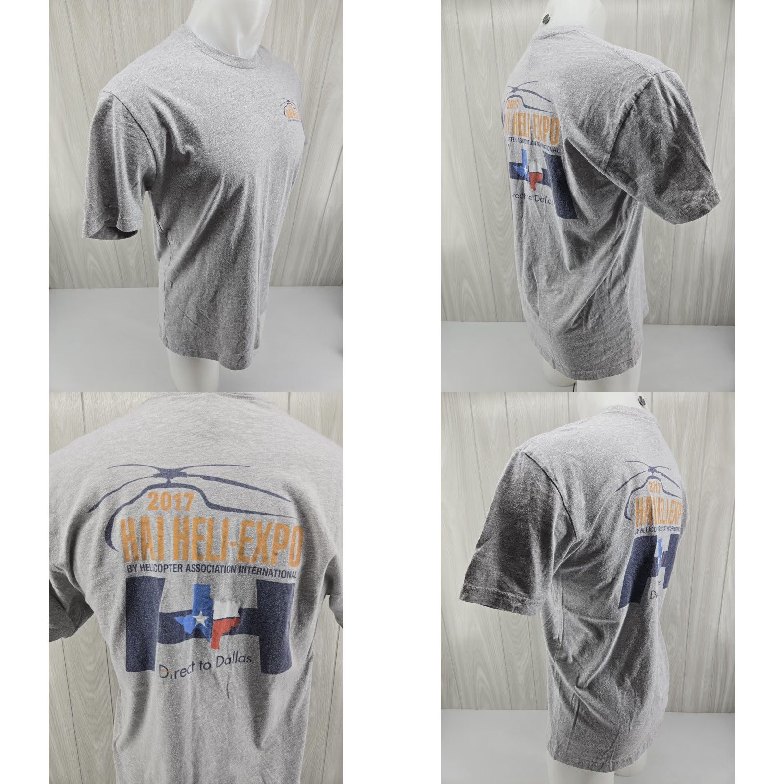Next Level HAI Heli Expo 2017 Dallas TX Gray Mens T Shirt Size Large Size US L / EU 52-54 / 3 - 8 Thumbnail