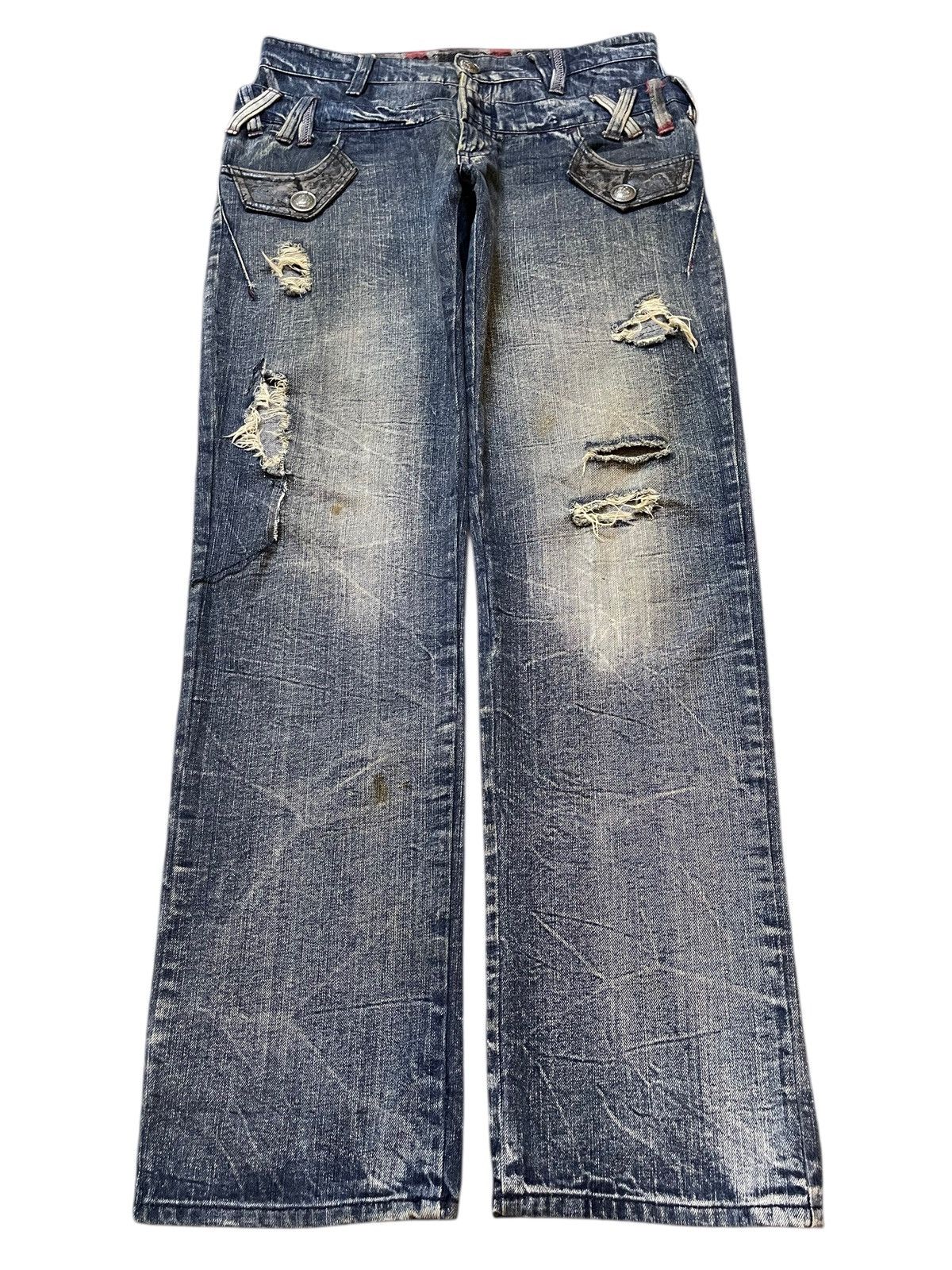 If Six Was Nine Vintage Japanese Brand Double Waist Thunder Wash Distressed Size US 32 / EU 48 - 1 Thumbnail