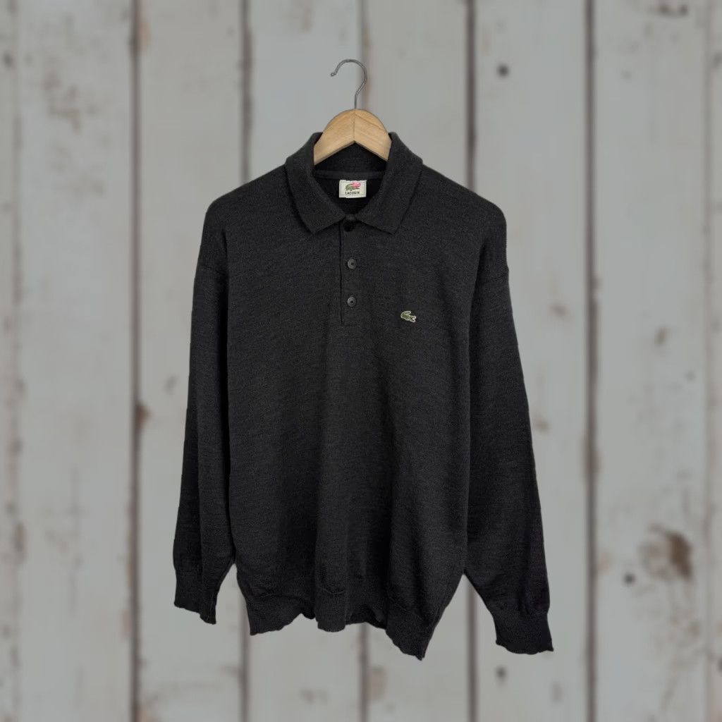 Lacoste VINTAGE 90s Lacoste Wool Sweater Made in France Y2K Retro Sweater XL Mens Gray Size US XL / EU 56 / 4 - 1 Thumbnail