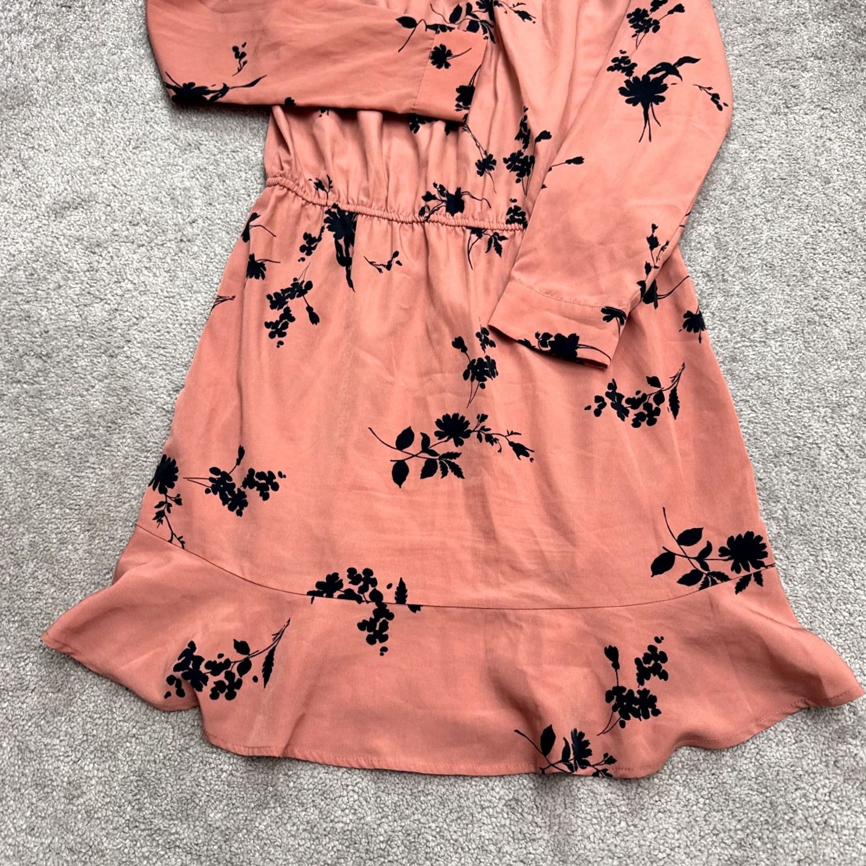 Missguided Joie Acey Floral Ruffle Mini Dress Women Medium Pink Black Long Sleeve Button Up Size S / US 4 / IT 40 - 3 Thumbnail
