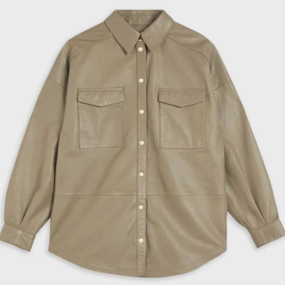 Ted Baker NWT New $485 Ted Baker Laars Leather Oversized Grey Shirt S Size M / US 6-8 / IT 42-44 - 2 Thumbnail