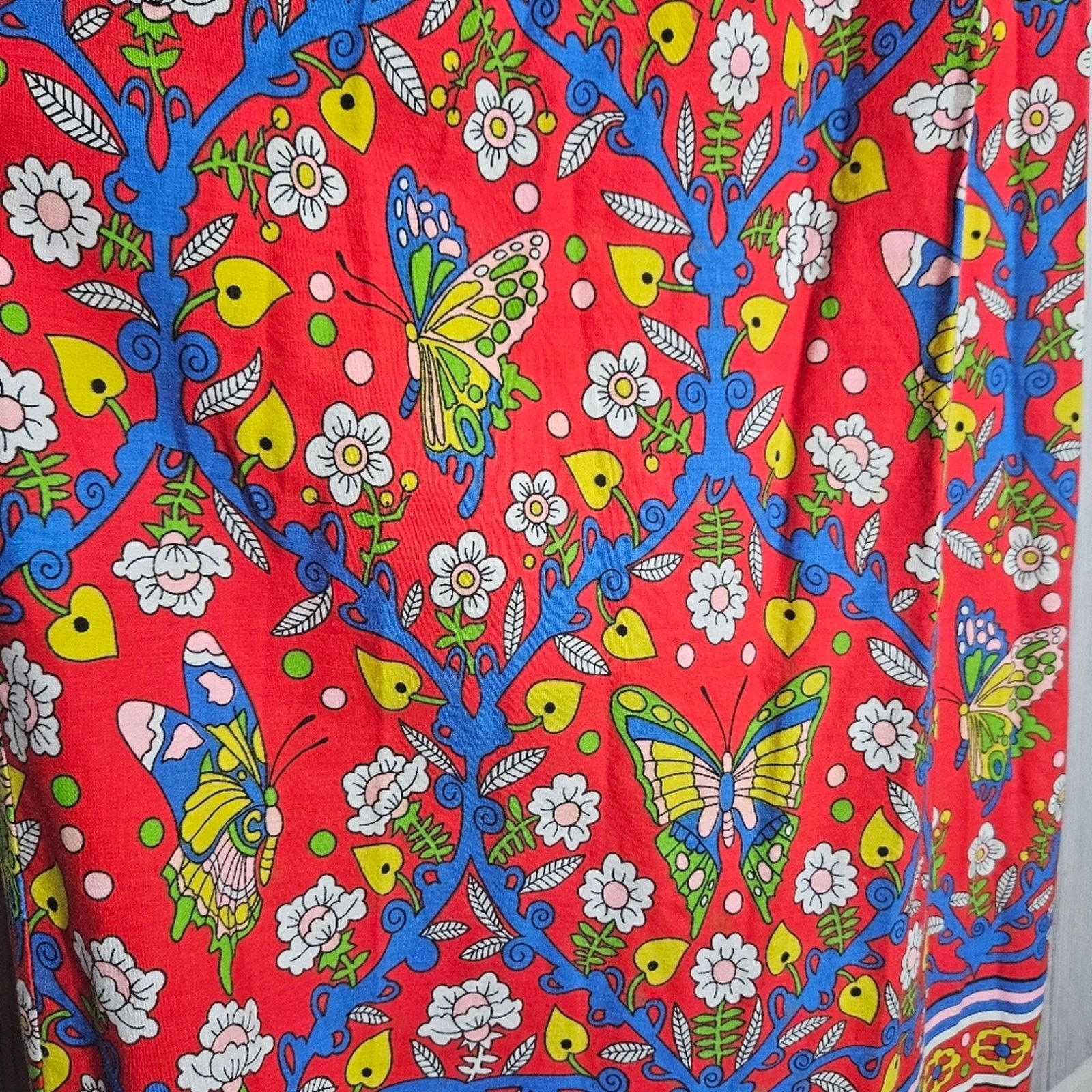 Vintage VTG Butterfly Flower Maxi Dress w Halter Open Back, sz S Size S / US 4 / IT 40 - 9 Thumbnail