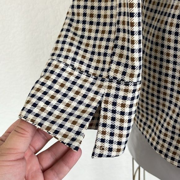 Aquascutum Aquascutum London Houndstooth Button Front Shirt Navy Olive Size L / US 10 / IT 46 - 4 Thumbnail