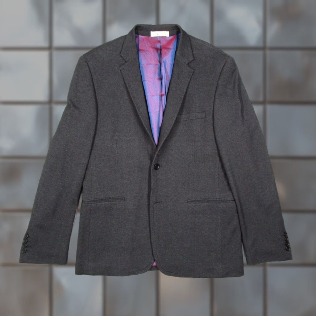 Vintage Haupt Germany Blazer Mens 50 Extra Large Gray Polyester Blend 2 Button Size 42R - 1 Thumbnail
