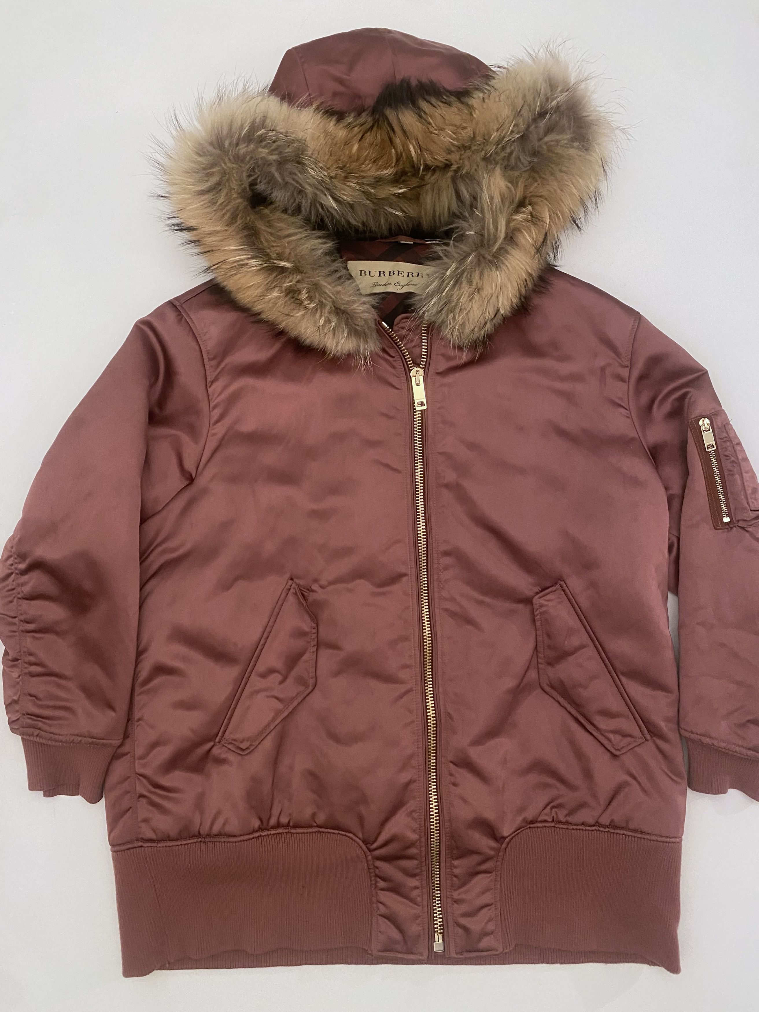 Burberry Burberry Burgundy Quilted Parka & Fur Trimmed Hooded Size XL / US 12-14 / IT 48-50 - 1 Thumbnail