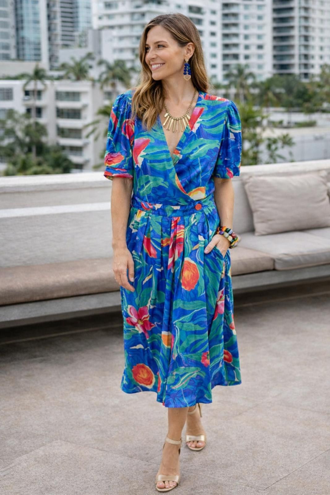 90s puff sleeve dress Adriana Puff Sleeve Mini Dress-90'S WASH / 4 main image 1