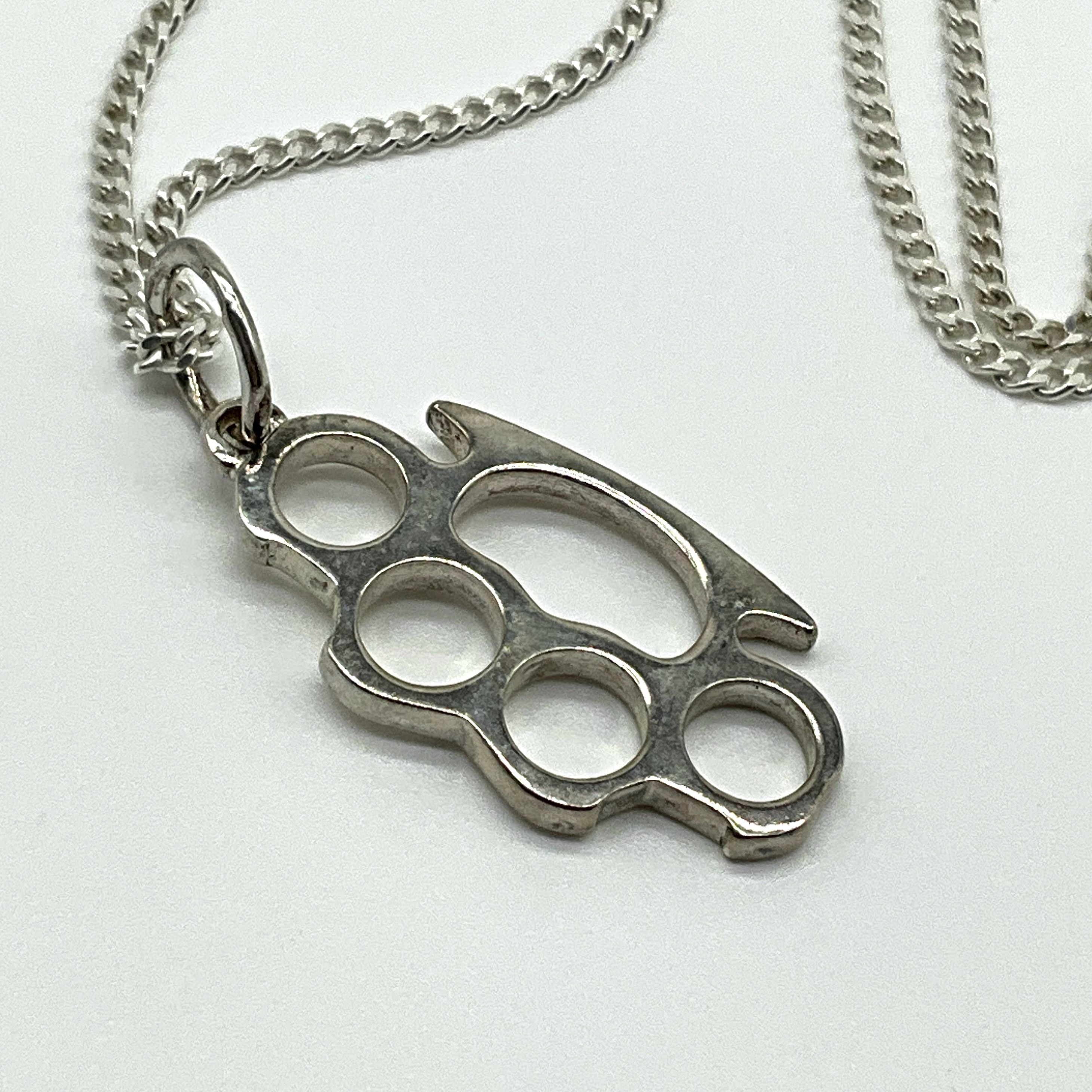 Jewelry Brass knuckles sterling silver necklace pendant Size ONE SIZE - 1 Thumbnail