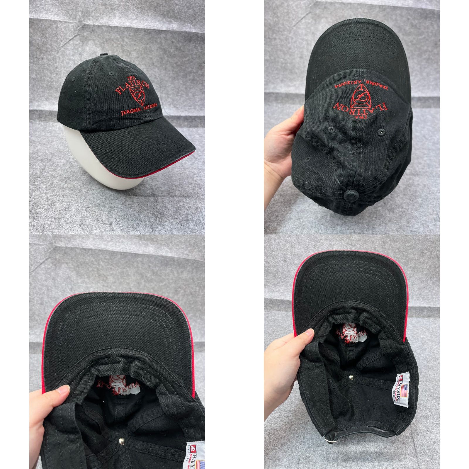 Vintage Bayside Baseball Cap Adjustable Hat for Men - One Size - Black Red - Outdoor Logo Cafe Size ONE SIZE - 8 Thumbnail