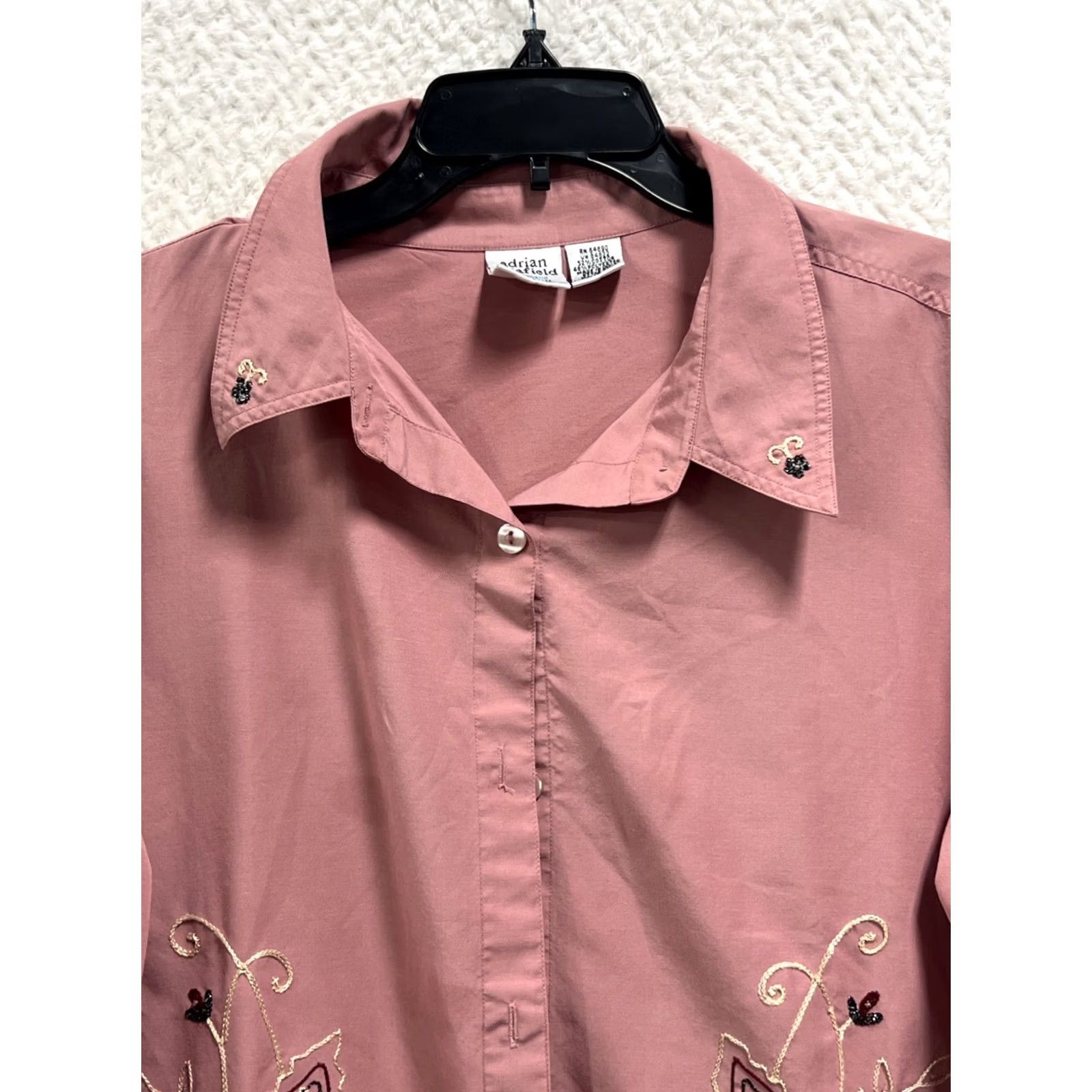 Pinko VINTAGE Adrian Delafield Blouse Pink 3/4 Sleeve Embroidered Sequin Cottagecore Women’s XL Size XL / US 12-14 / IT 48-50 - 7 Thumbnail
