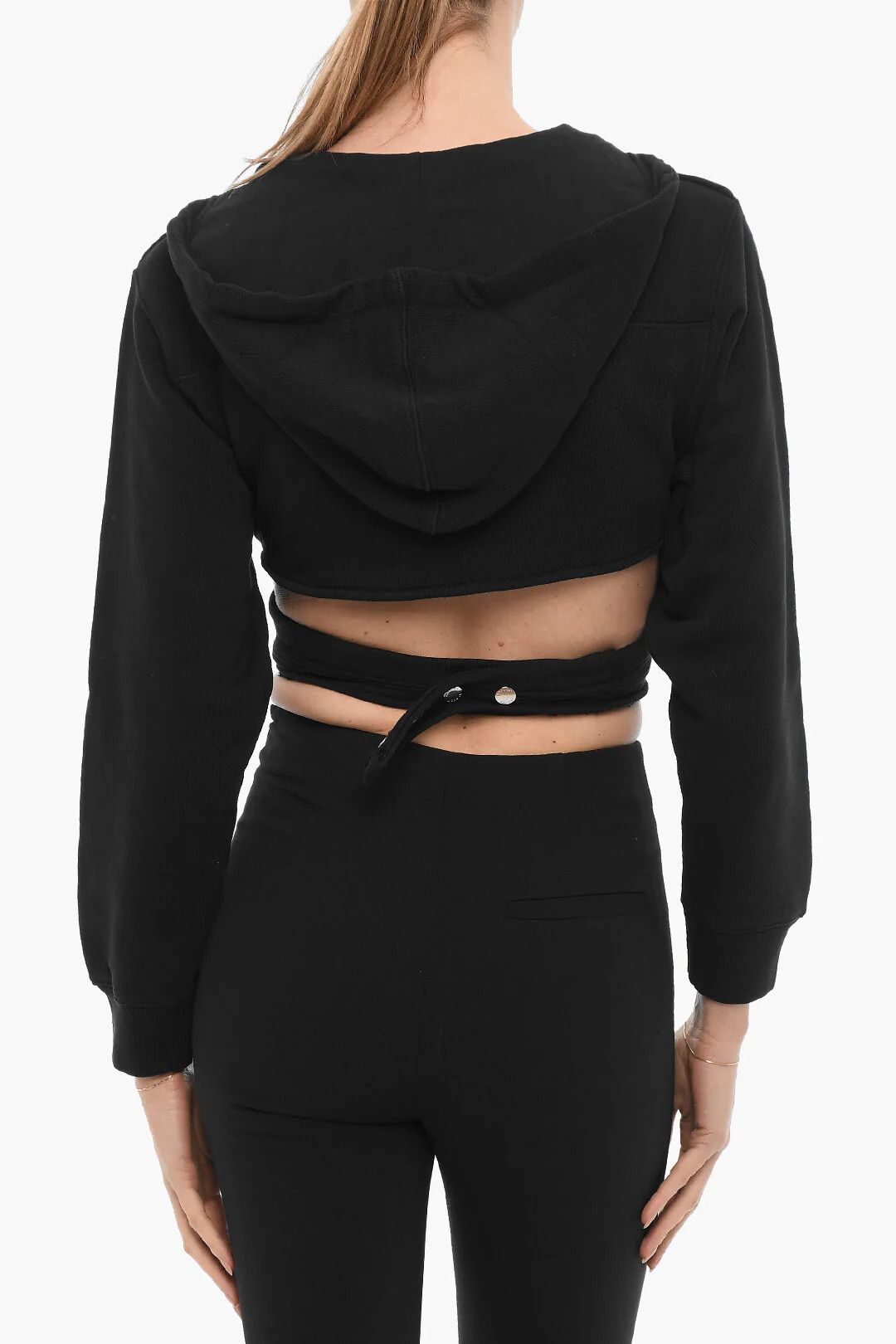 Ambush Design og1mm0426 Solid-Color Cropped Wrap Hoodie in Black Size L / US 10 / IT 46 - 2 Thumbnail