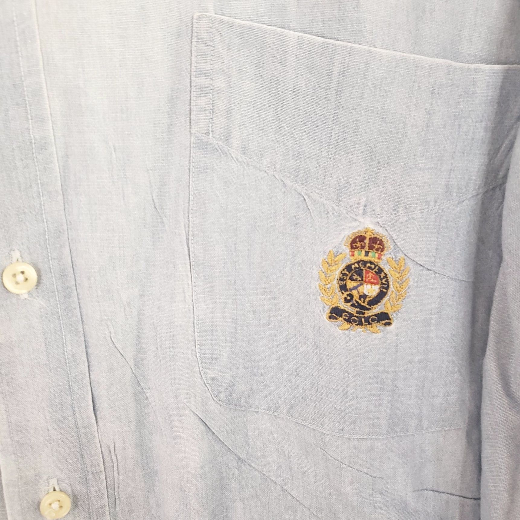 Polo Ralph Lauren Polo Ralph Lauren Shirt Men XL Blue Chambray Long Sleeve Pocket Logo Cotton Size US XL / EU 56 / 4 - 4 Thumbnail