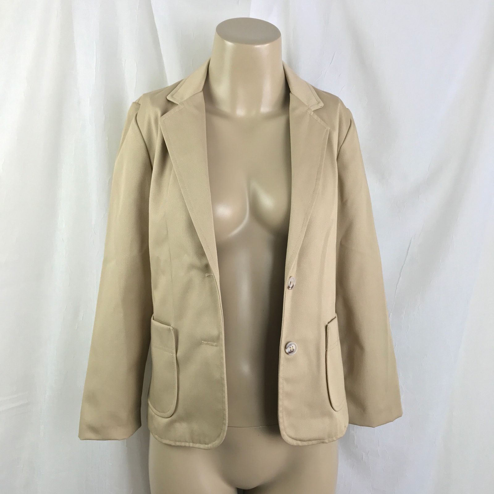 Vintage VTG 70’s Russ Petites Khaki Jacket Knee Length Skirt Set 4 Size S / US 4 / IT 40 - 3 Thumbnail