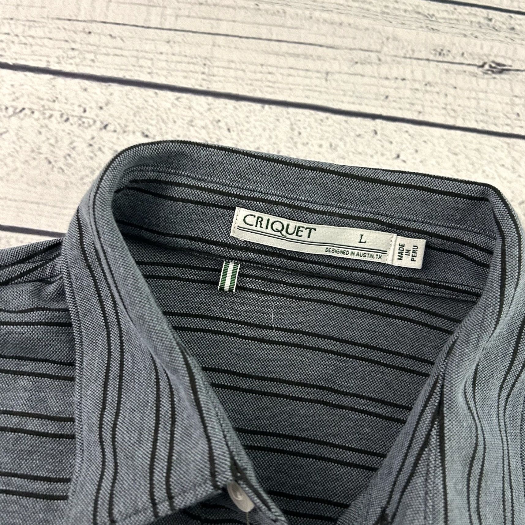 Vintage Criquet Striped Short Sleeve Button-Up Pocket Polo Shirt Men's L Blue Size US L / EU 52-54 / 3 - 2 Thumbnail