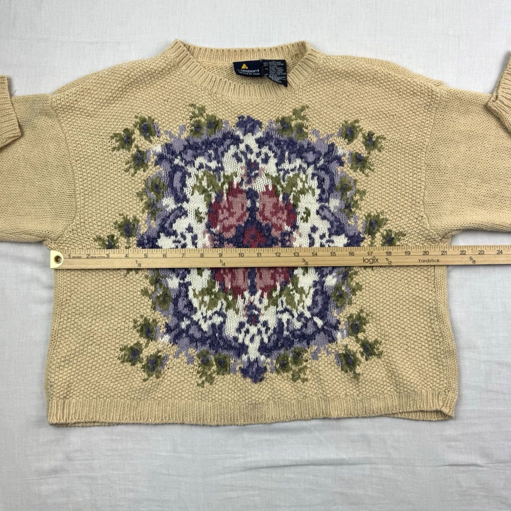 Vintage Vintage Liz Sport Floral Sweater Womens Large Cropped Knit Pullover Nature Y2K Size L / US 10 / IT 46 - 6 Thumbnail