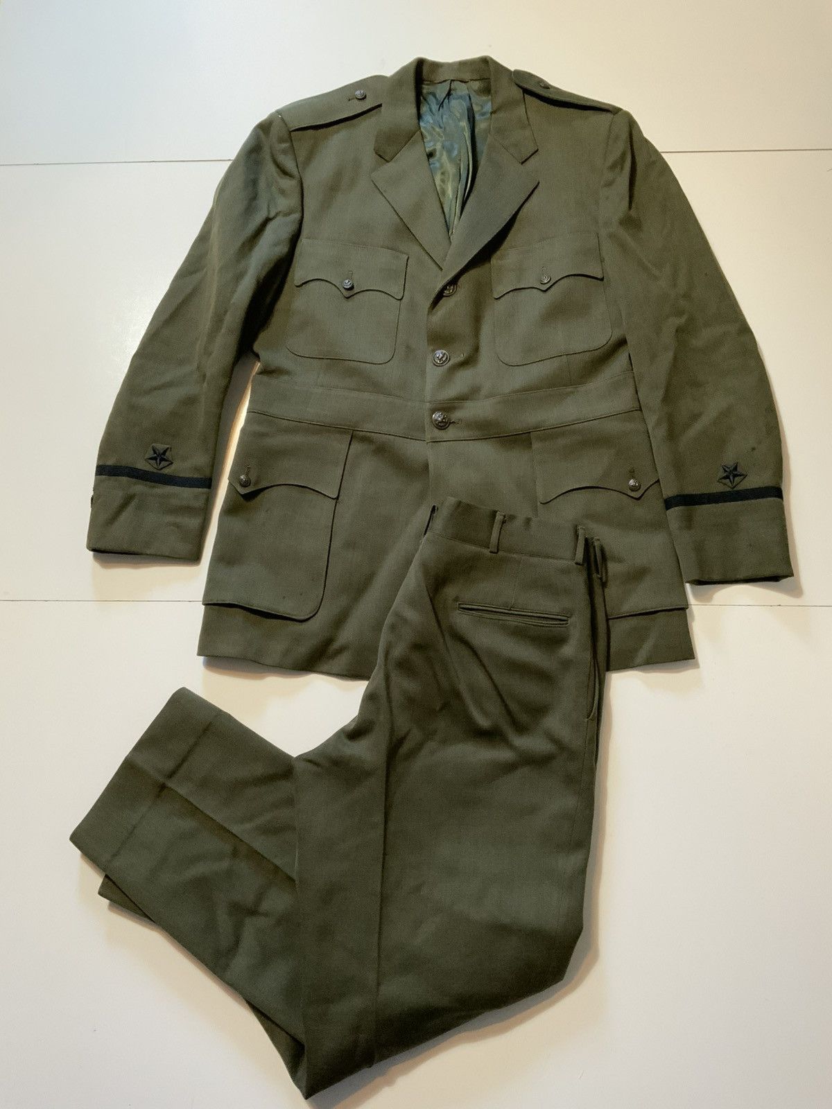 Vintage Vintage 40s 50s WWII Lan-C-Air Davis USN Wool 2PC Set Suit Size 42R - 1 Thumbnail