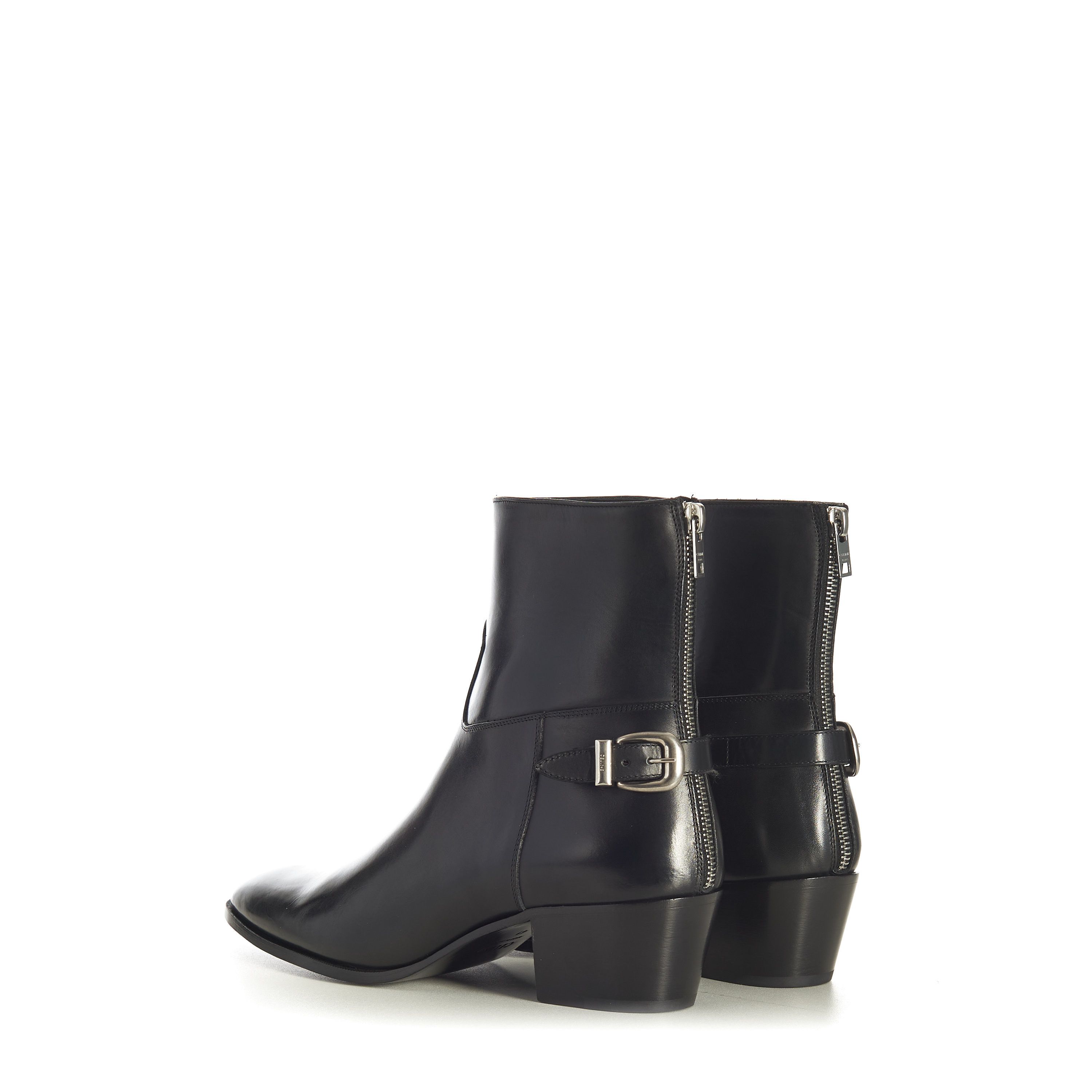 Celine Black Leather Zipped Isaac Ankle Boots - Back Buckle Size US 9 / EU 42 - 6 Thumbnail