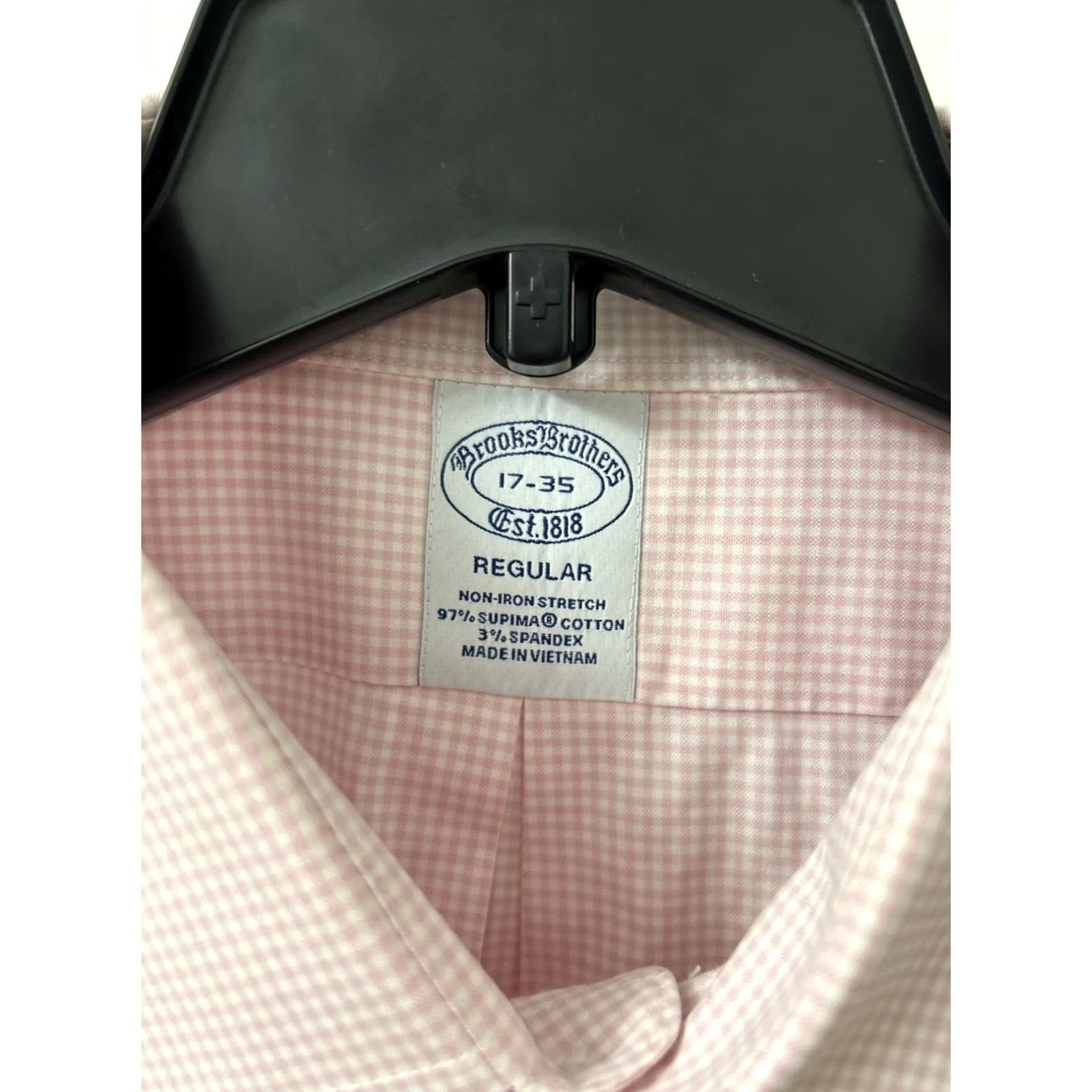 Brooks Brothers Brooks Brothers Shirt Mens 17 Pink Plaid Non Iron Stretch Supima Button Up L/S Shirt Size US XL / EU 56 / 4 - 6 Thumbnail
