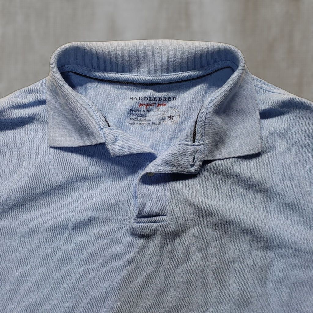 Vintage Saddlebred Polo Shirt Blue Solid Short Sleeve Adult Men M Casual Shirt Polo Shirt Mens Size US M / EU 48-50 / 2 - 1 Thumbnail