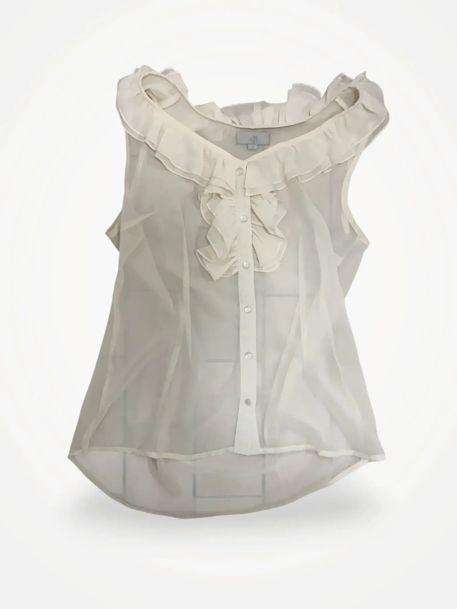 H By Hudson H by Hudson Vit volangblus Blouse Size S / US 4 / IT 40 - 1 Thumbnail