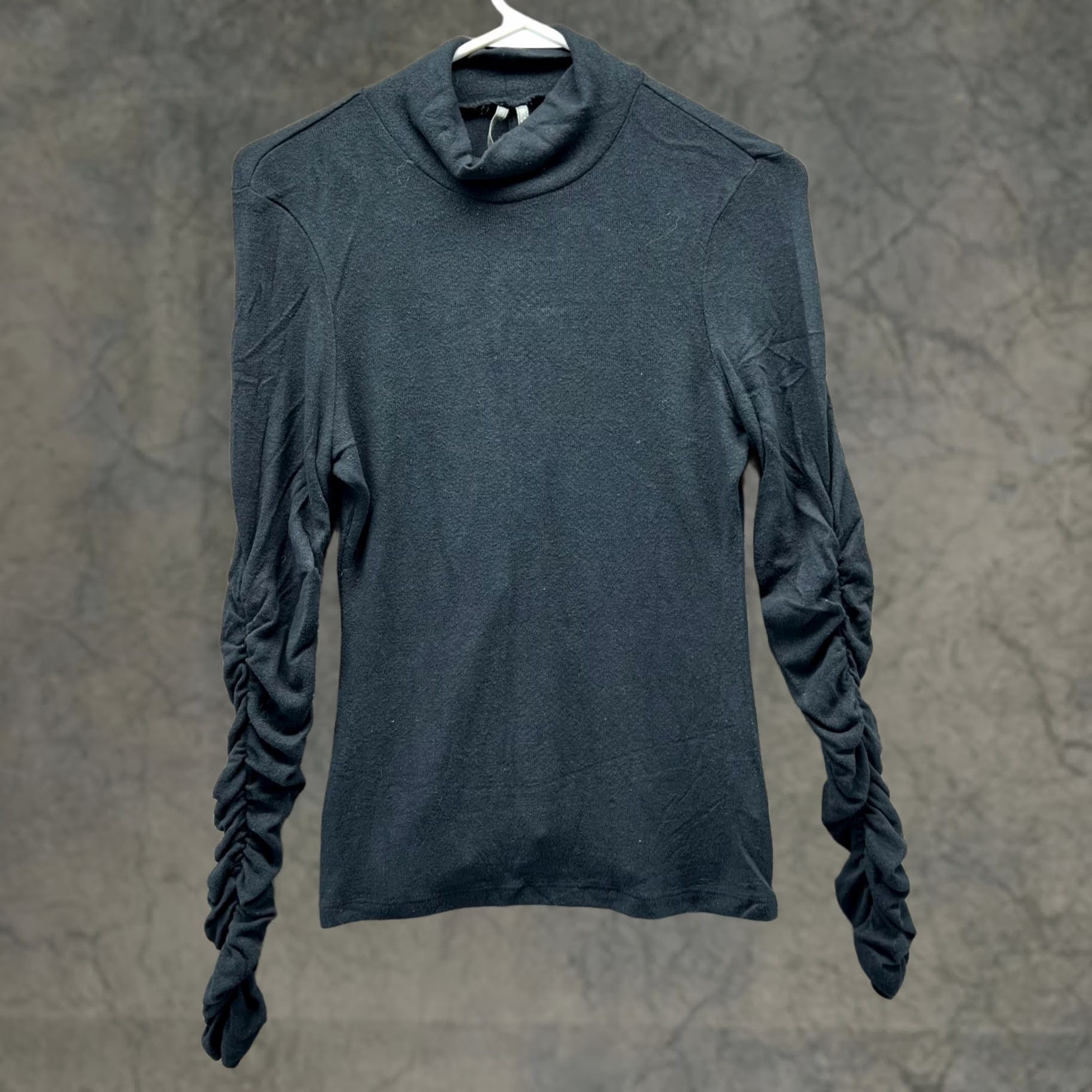 Anthropologie Anthropologie Shirt Womens XS Black Mock Neck Ruched Long Sleeve Top Size XS / US 0-2 / IT 36-38 - 1 Thumbnail