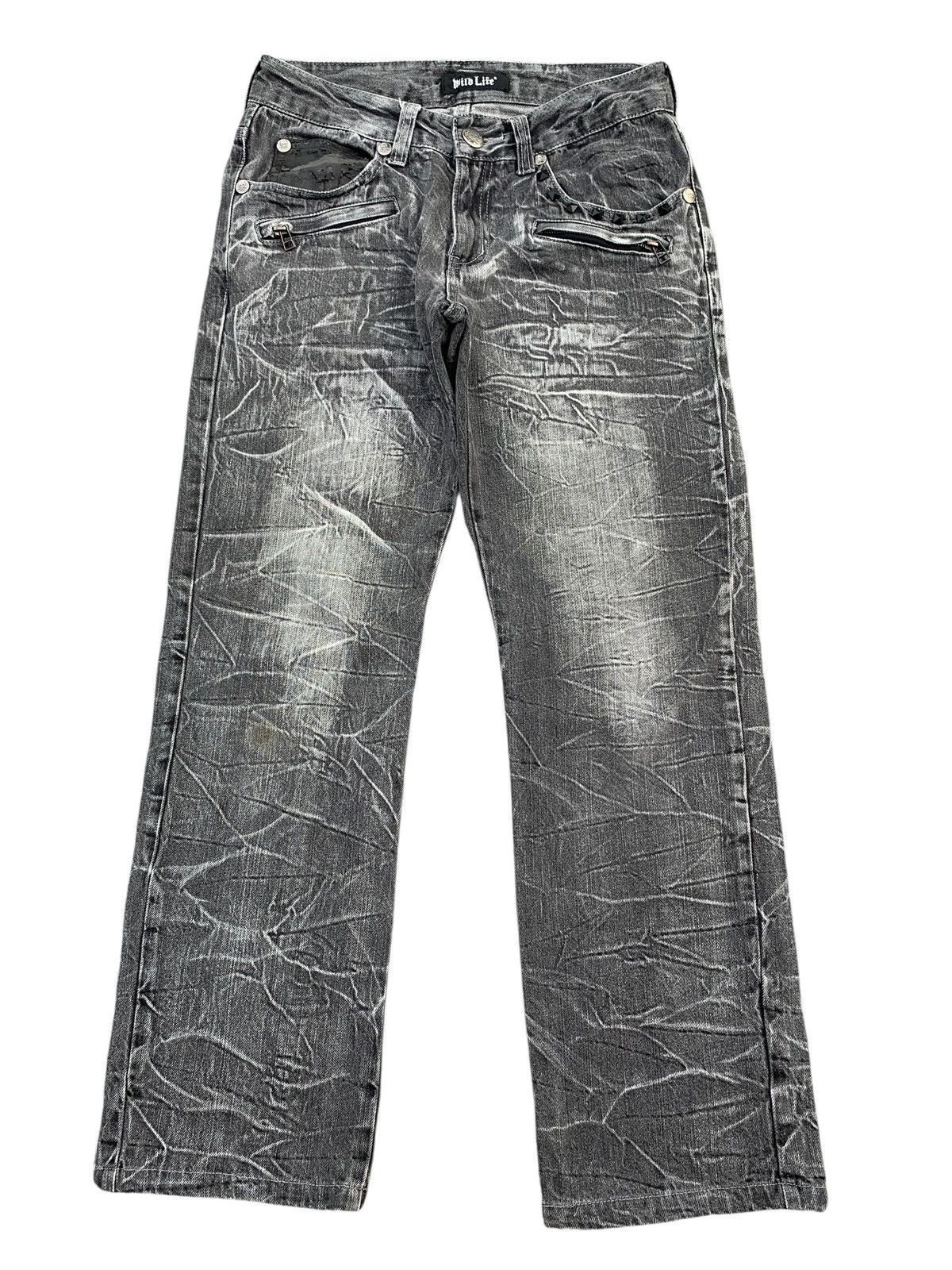 Kapital STUDED SKULL BONES WILD LIFE PUNK CLAWNMARK DISTRESSED DENIM Size US 29 - 14 Thumbnail