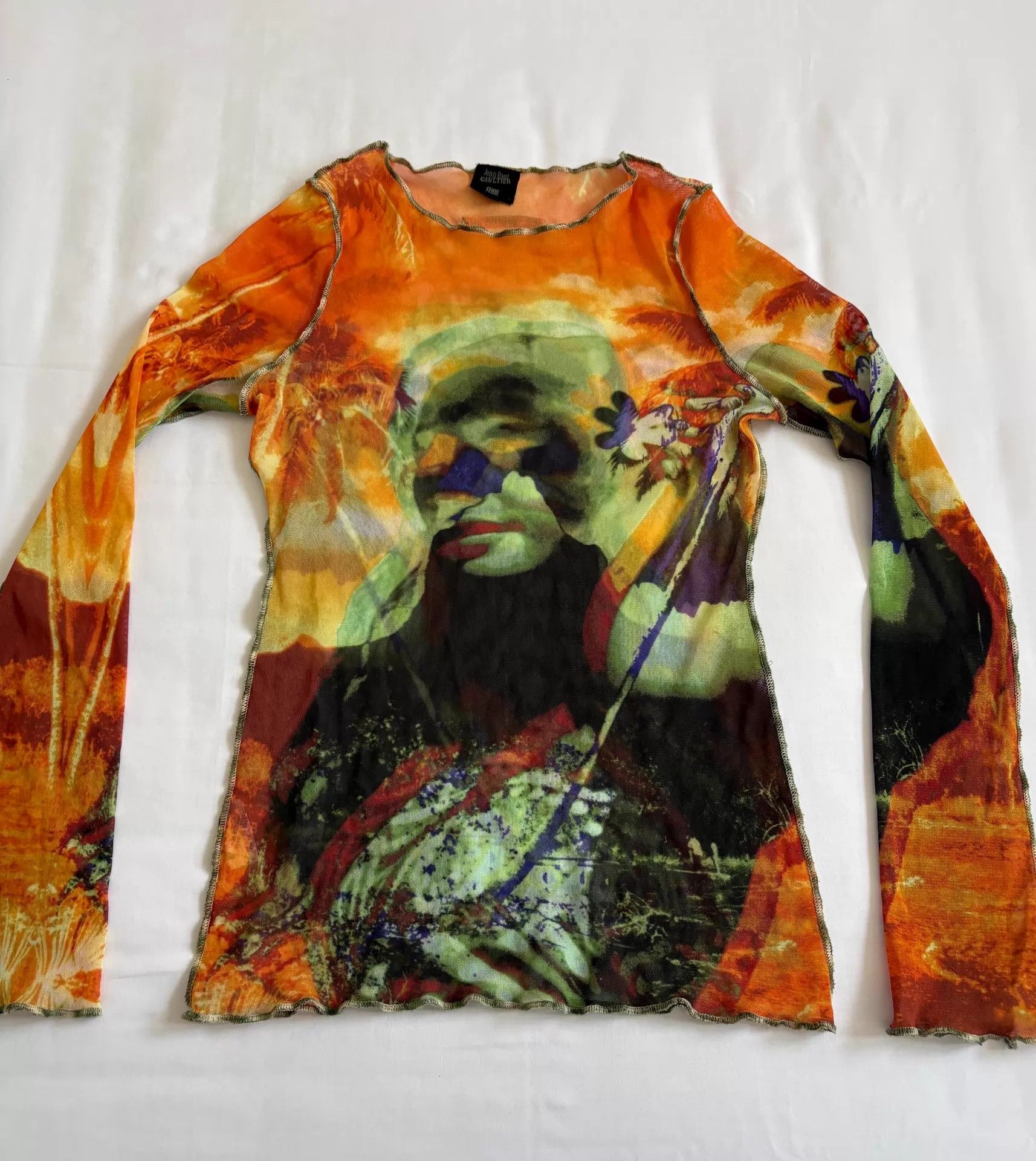 Jean Paul Gaultier JP Gaultier Vintage Sheer Floral Portrait Blouse Size S / US 4 / IT 40 - 2 Thumbnail