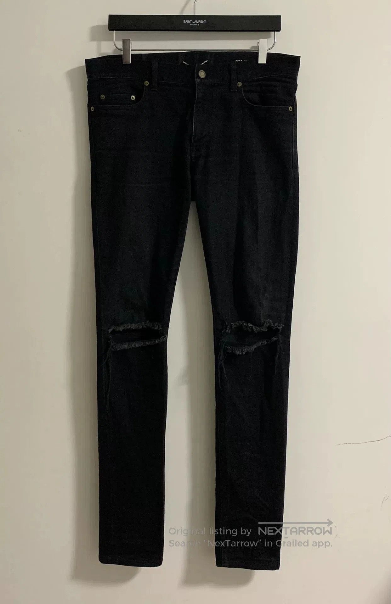 Saint Laurent Paris Saint Laurent Black Distressed Denim Jeans. Size US 32 / EU 48 - 1 Thumbnail
