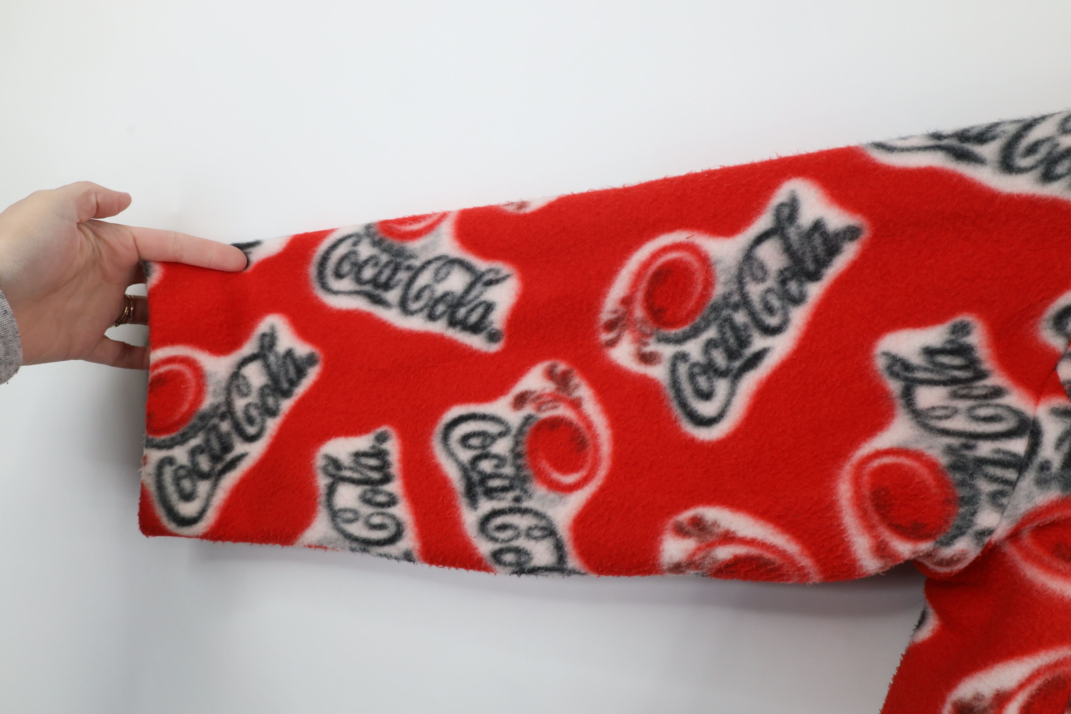Vintage Vintage 90s Coca Cola Over Print Full Zip Fleece Jacket Red Size XXL / US 16-18 / IT 52-54 - 6 Thumbnail