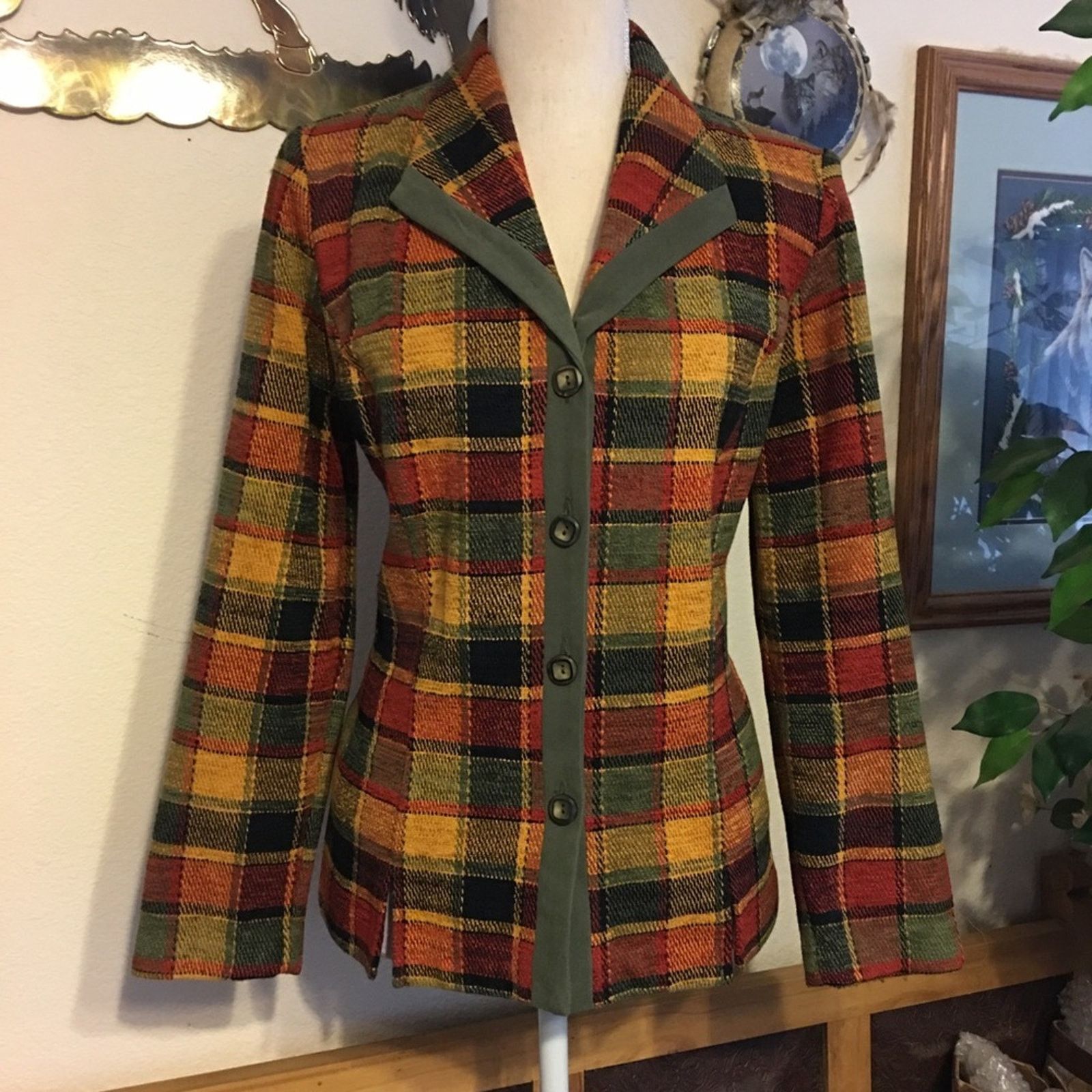 Vintage Vintage 80s Studio C plaid fall jacket & pant set Size L / US 10 / IT 46 - 2 Thumbnail
