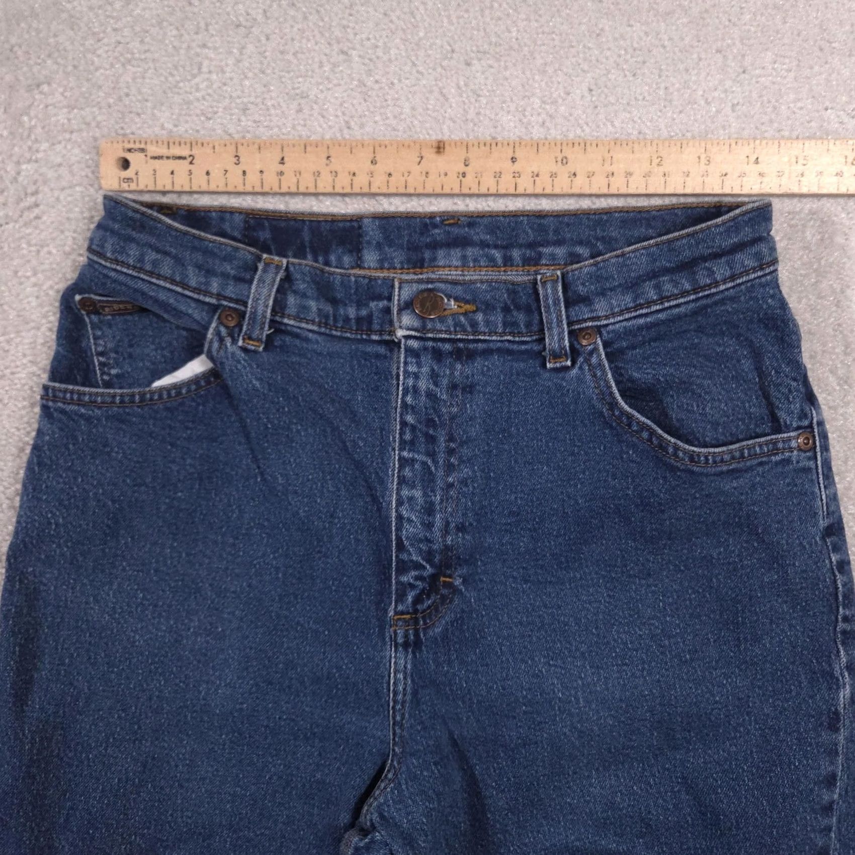 Vintage Riders Jeans Womens 10P Blue Medium Wash High Rise Mom Tapered Stretch Denim Jeans Women's Petite Slim Straight Pocket Logo Rise 10P 28in Inseam 23in Size 32" / US 10 / IT 46 - 7 Thumbnail