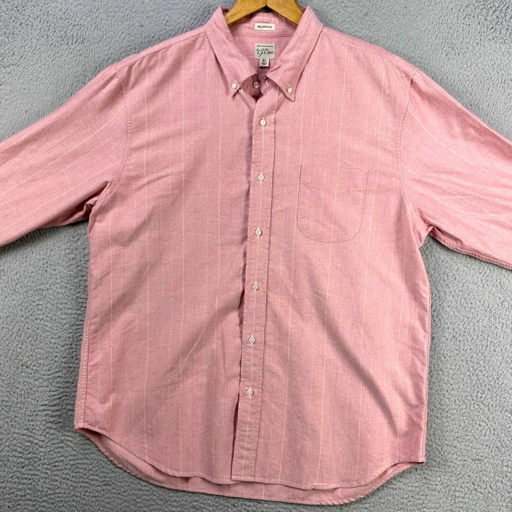 J.Crew J. Crew Shirt Button Down Mens XL Pink Stripes Pocket Long Sleeve Relaxed Fit Size US XL / EU 56 / 4 - 3 Thumbnail