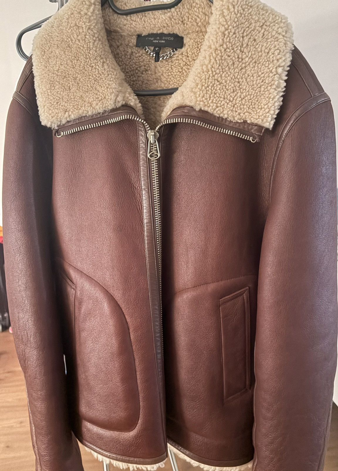Rag & Bone Rag & Bone Brown Lamb Shearling Leather Jacket - Winter Coat Size US L / EU 52-54 / 3 - 1 Thumbnail
