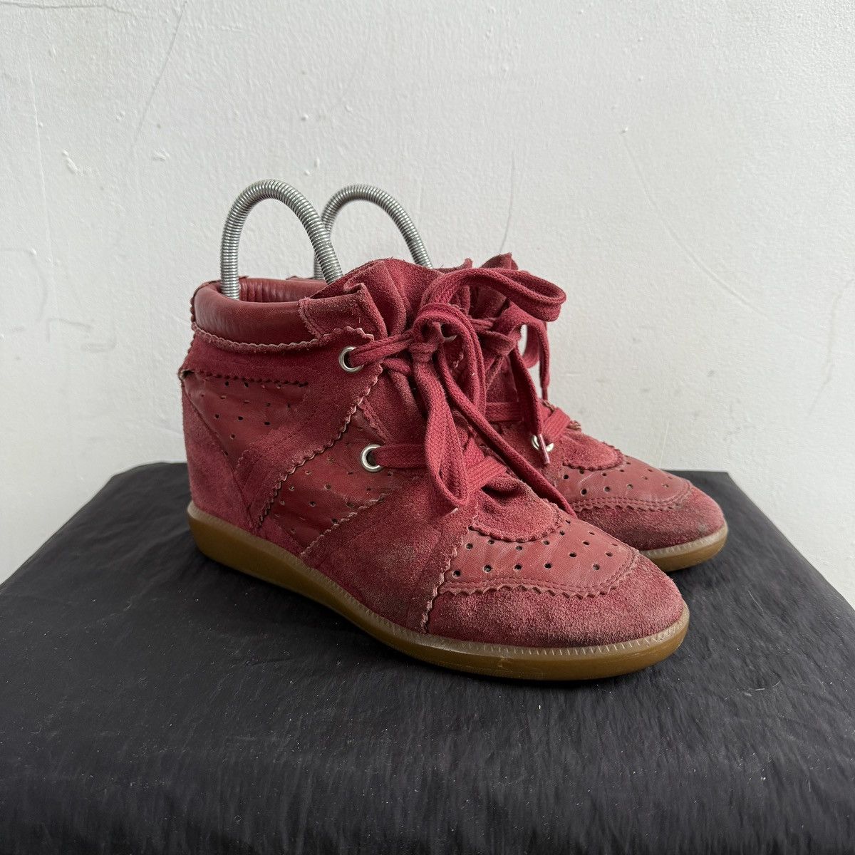 Isabel Marant Etoile Isabel Marang Wedge Red Suede Sneakers Size US 7 / IT 37 - 2 Thumbnail