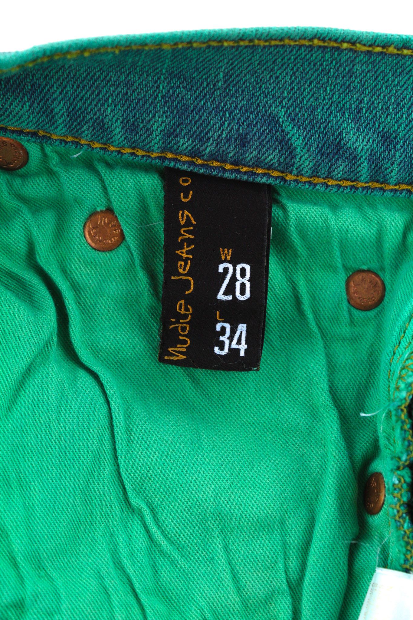 Nudie Jeans HIGH KAI W28/L34 Organic Green Denim Jeans 81630 Size US 28 / EU 44 - 7 Thumbnail