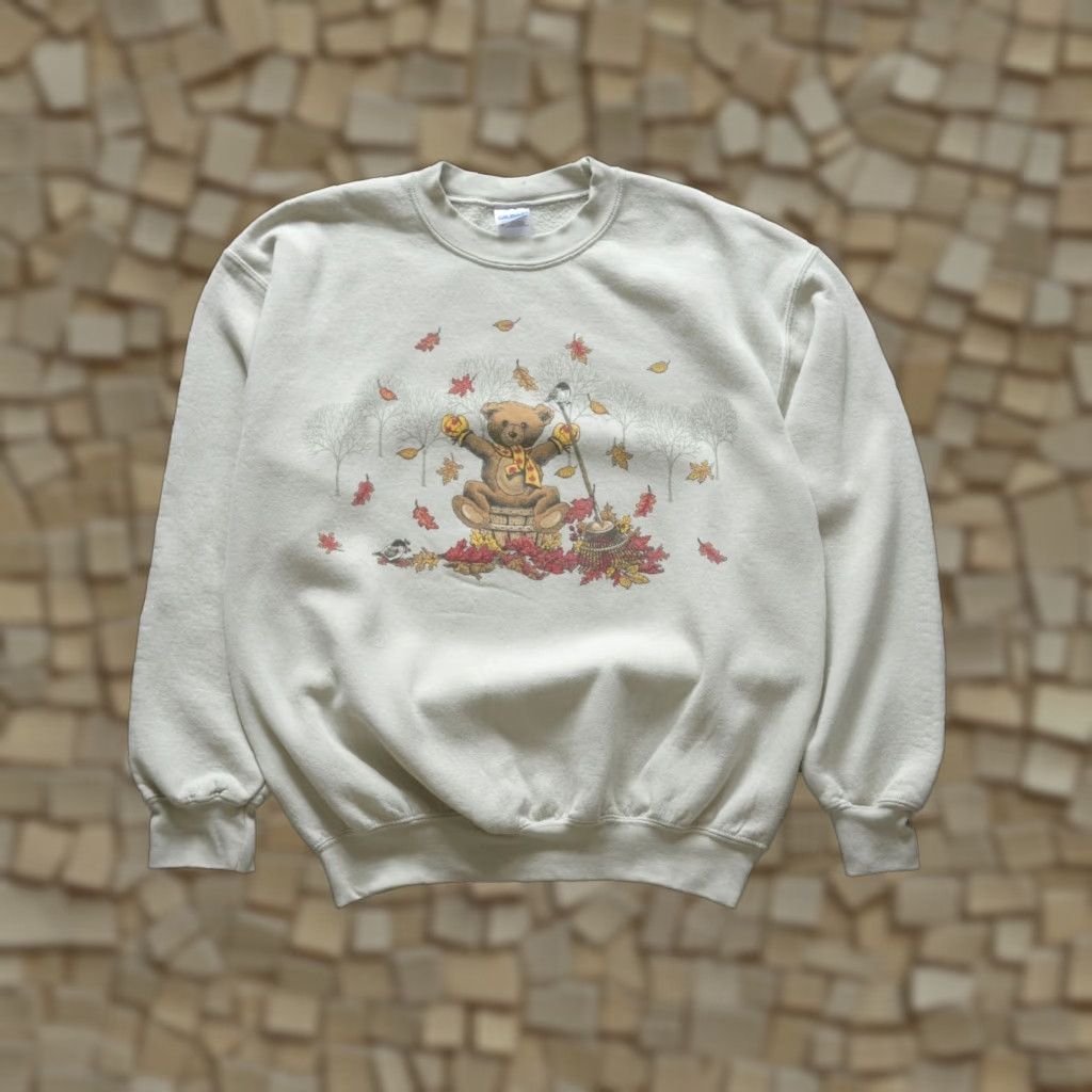 Gildan VINTAGE Gildan Bear Sweatshirt Crewneck Green 90s - Men Size M - Fall Heavyweight Fleece Graphic Print Pullover Size US M / EU 48-50 / 2 - 1 Thumbnail