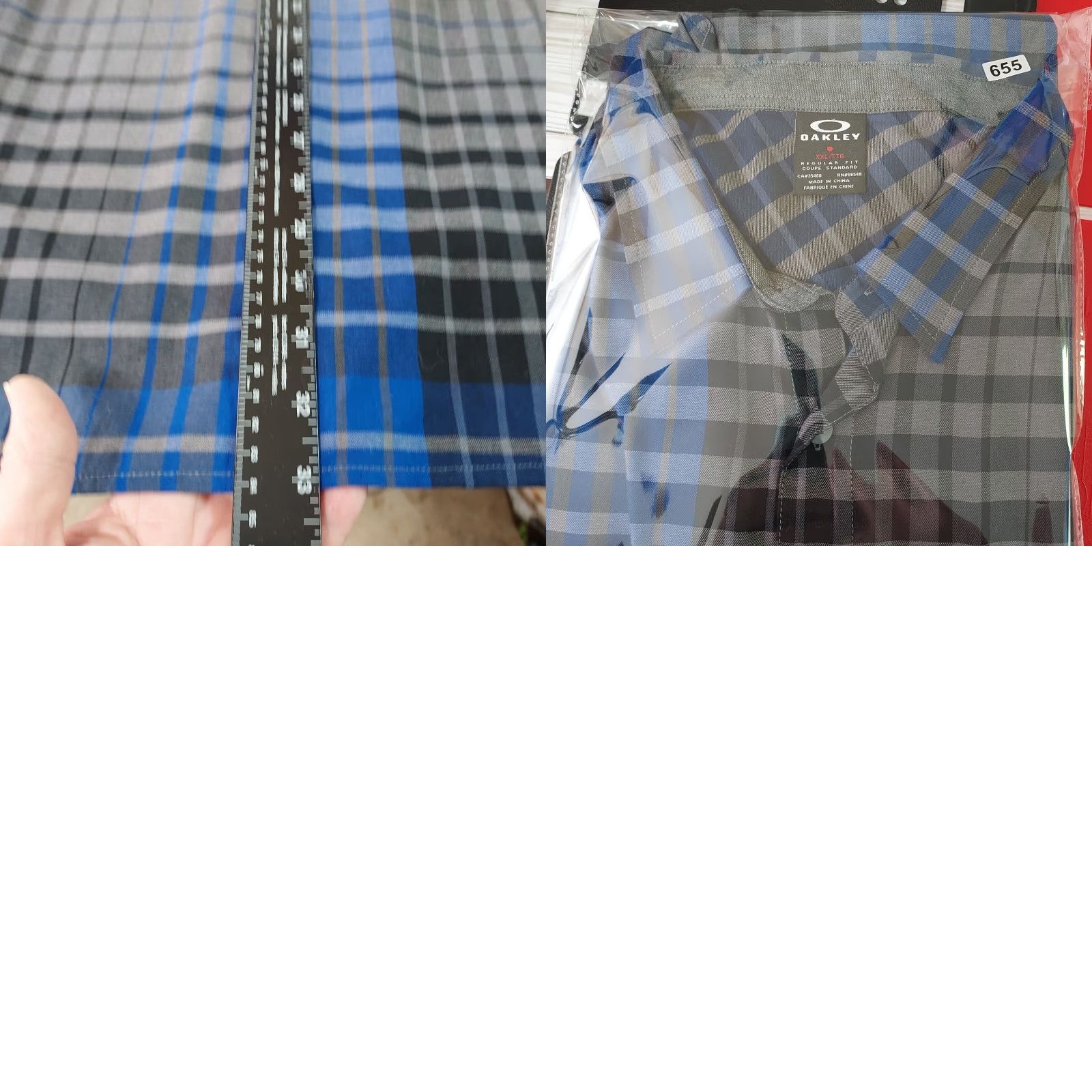 Oakley Oakley Striped Shirt Mens XXL Short Sleeve Button-Down Grey/Black/Blue Plaid Cotton Polyester Knit Pocket Embroidered Casual Rock Size US XXL / EU 58 / 5 - 9 Thumbnail