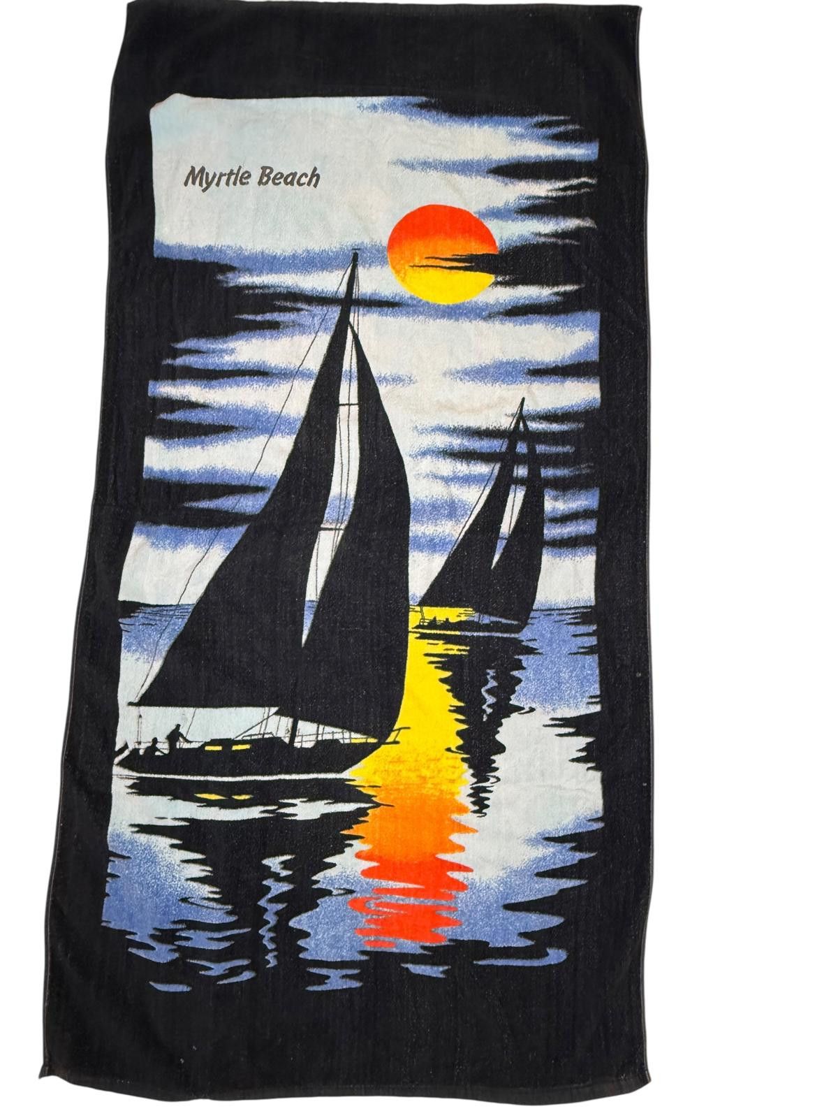 Designer Vintage Myrtle Beach Sunset Sailing Beach Towel Size ONE SIZE - 1 Thumbnail
