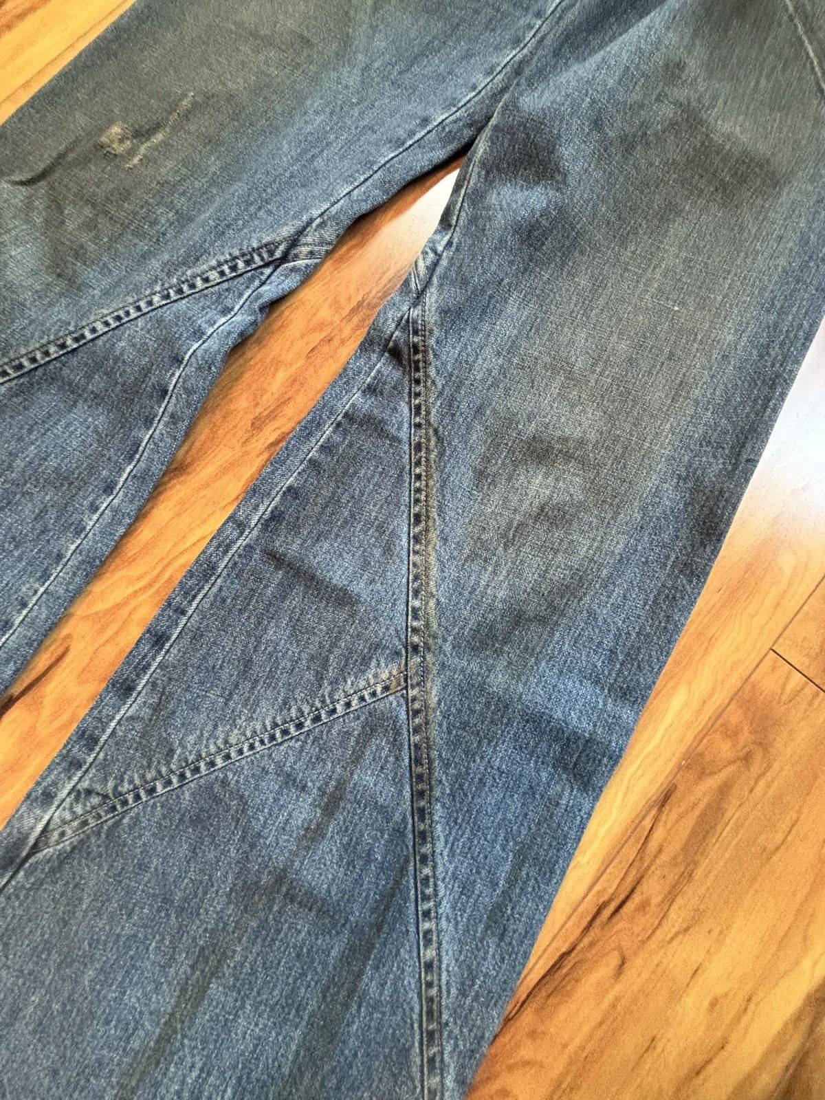 Rick Owens ‘04 Rick Owens SLAB Spiral Mud Wax Denim Flare Cut Size US 30 / EU 46 - 4 Thumbnail