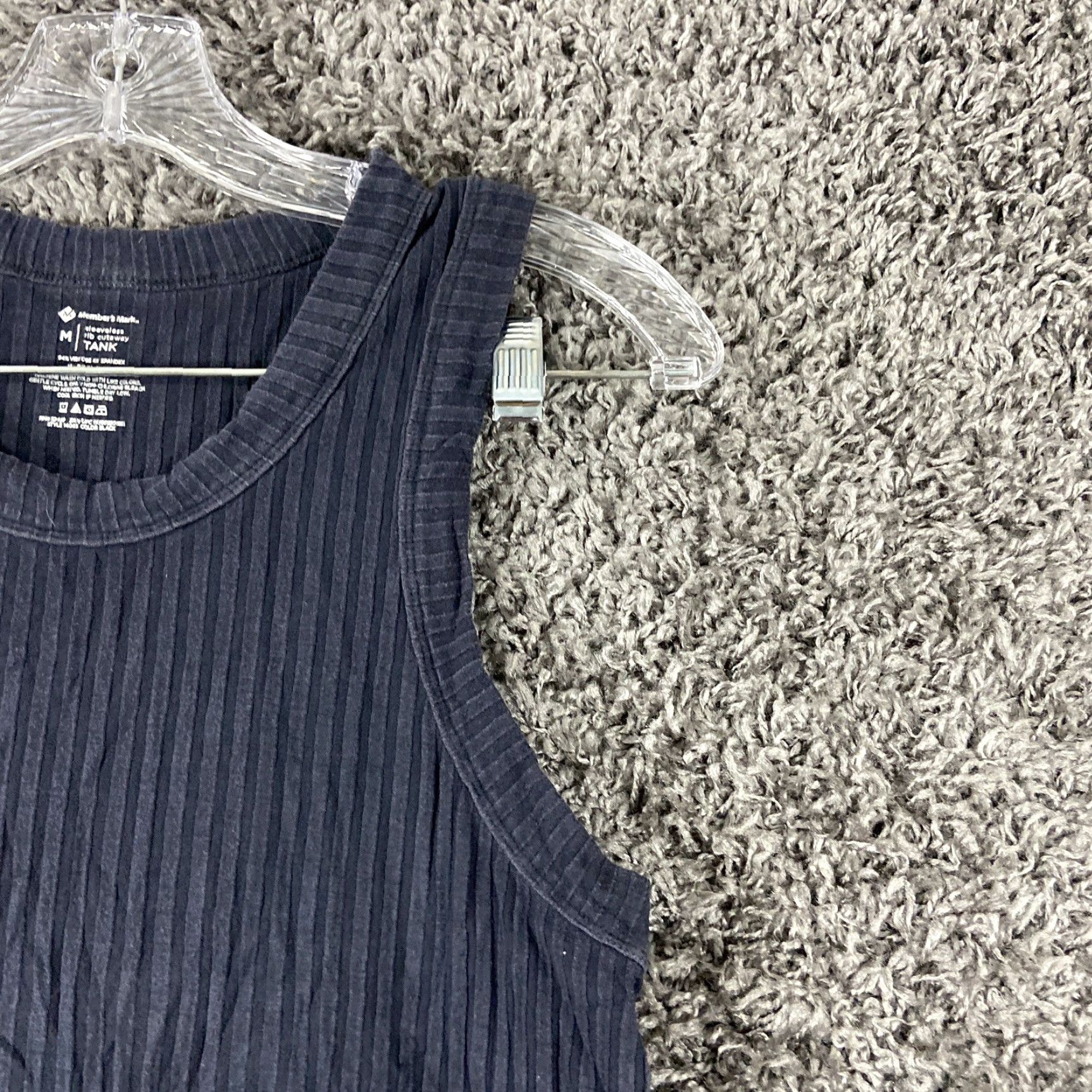 Vintage Member’s Mark Women’s M Sleeveless Rib Cutaway Tank Black Stretchy Size M / US 6-8 / IT 42-44 - 3 Thumbnail