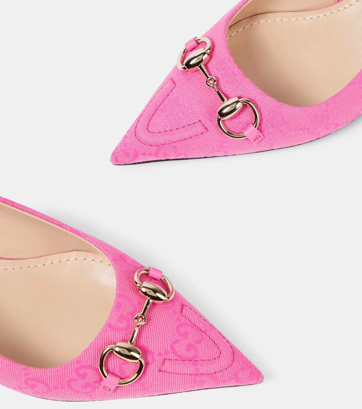 Gucci o1loc1c0226 Horsebit GG Canvas Slingback Pumps in Pink Size US 7 / IT 37 - 4 Thumbnail