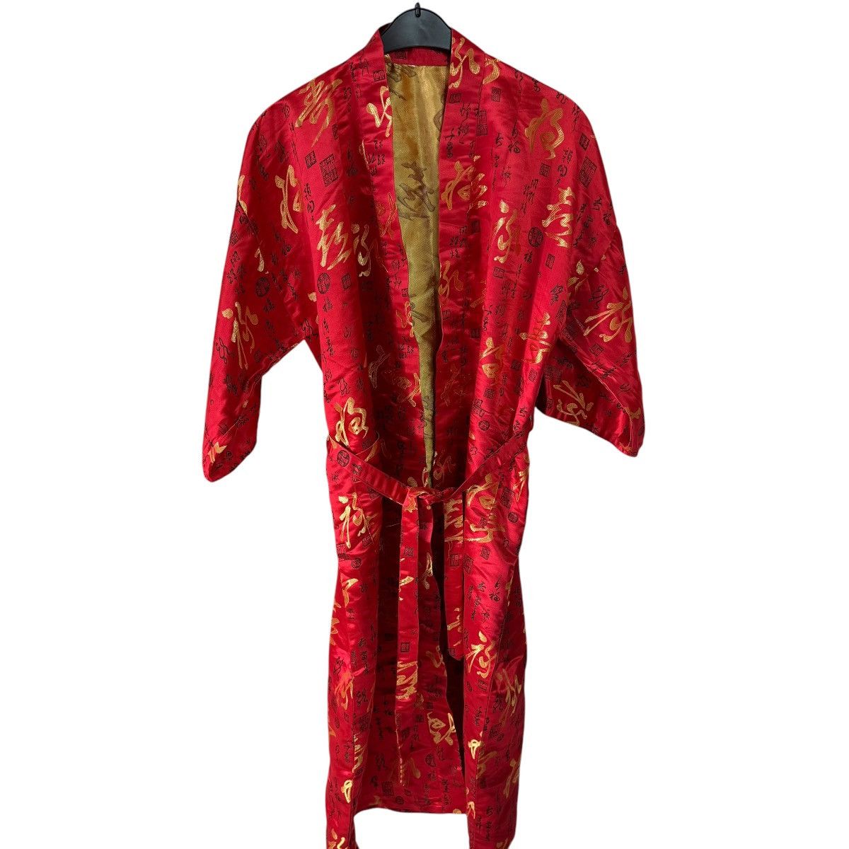 Vintage Silver Dragon Red/Gold Kimono Robe Size L Silky Shine Size L / US 10 / IT 46 - 1 Thumbnail