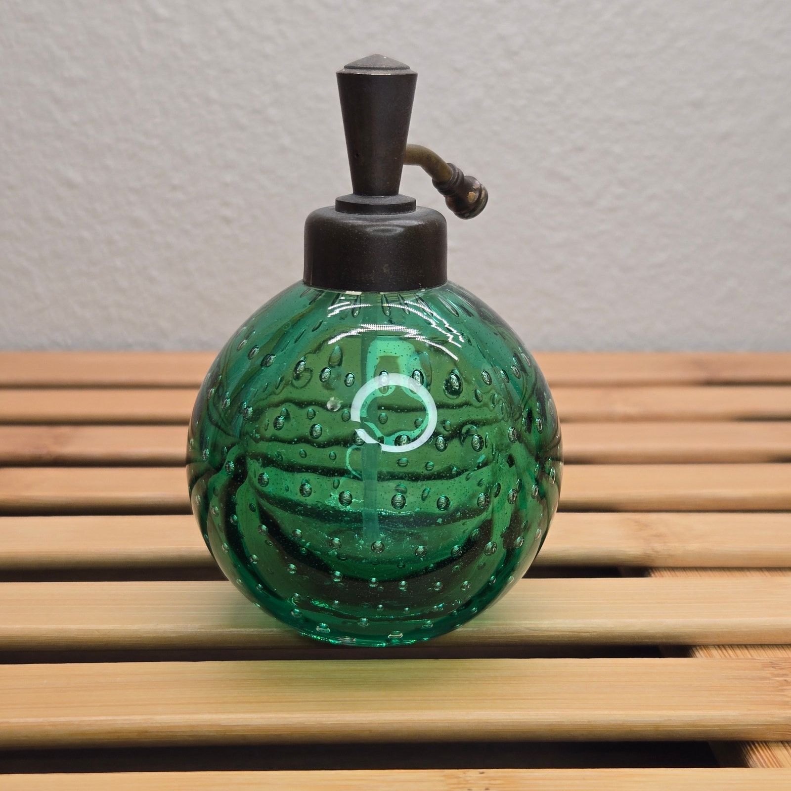 Murano Art Deco Emerald Bubble Glass Perfume Atomizer Hand Blown Size ONE SIZE - 2 Thumbnail