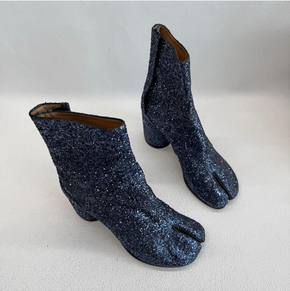 Maison Margiela Women Maison Margiela Blue Sequin Tabi Ankle Boots Heels Size US 6 / IT 36 - 6 Thumbnail